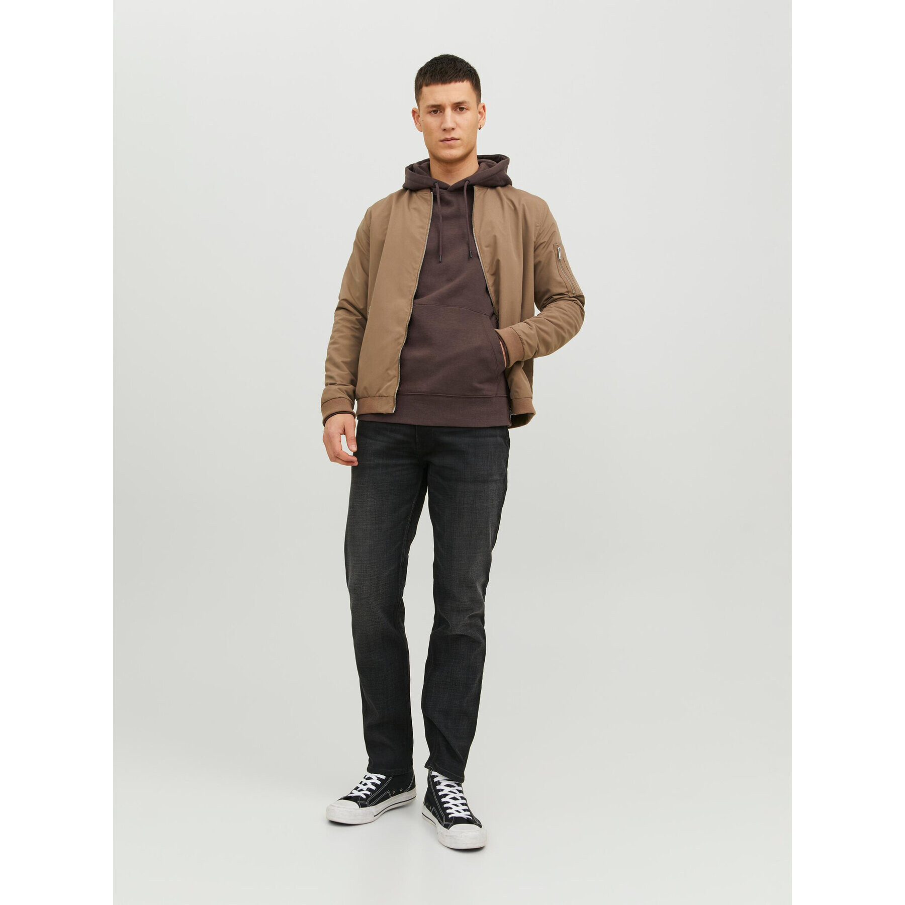 Jack&Jones Mikina 12208157 Hnědá Relaxed Fit - Pepit.cz