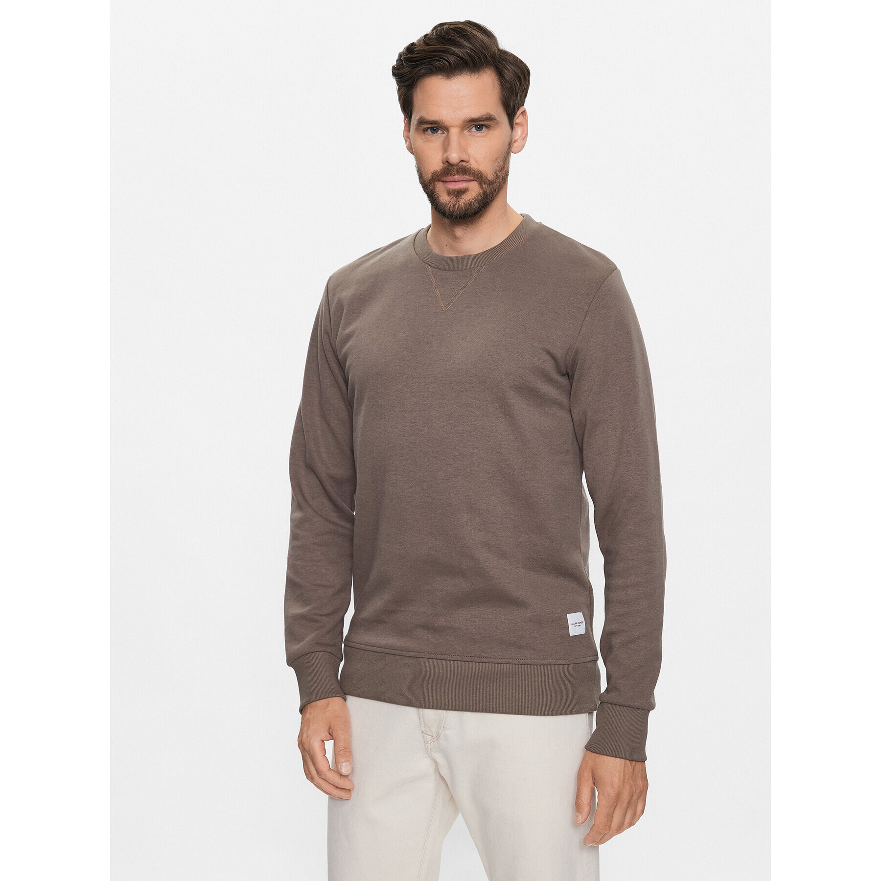 Jack&Jones Mikina Basic 12181903 Hnědá Regular Fit - Pepit.cz