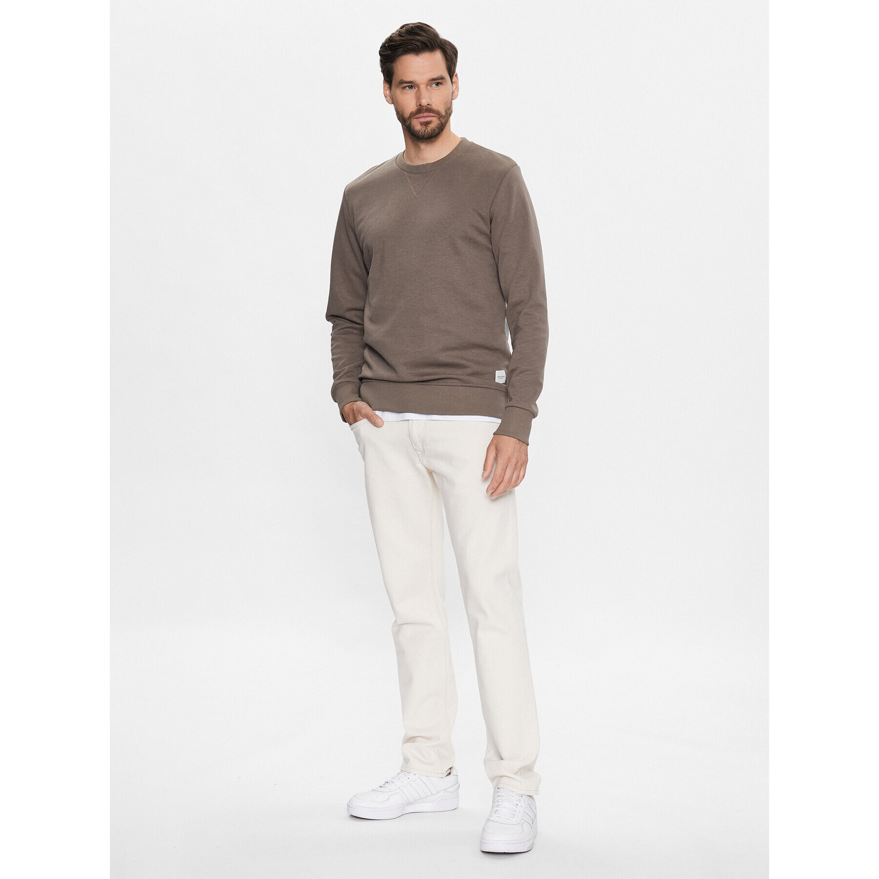 Jack&Jones Mikina Basic 12181903 Hnědá Regular Fit - Pepit.cz