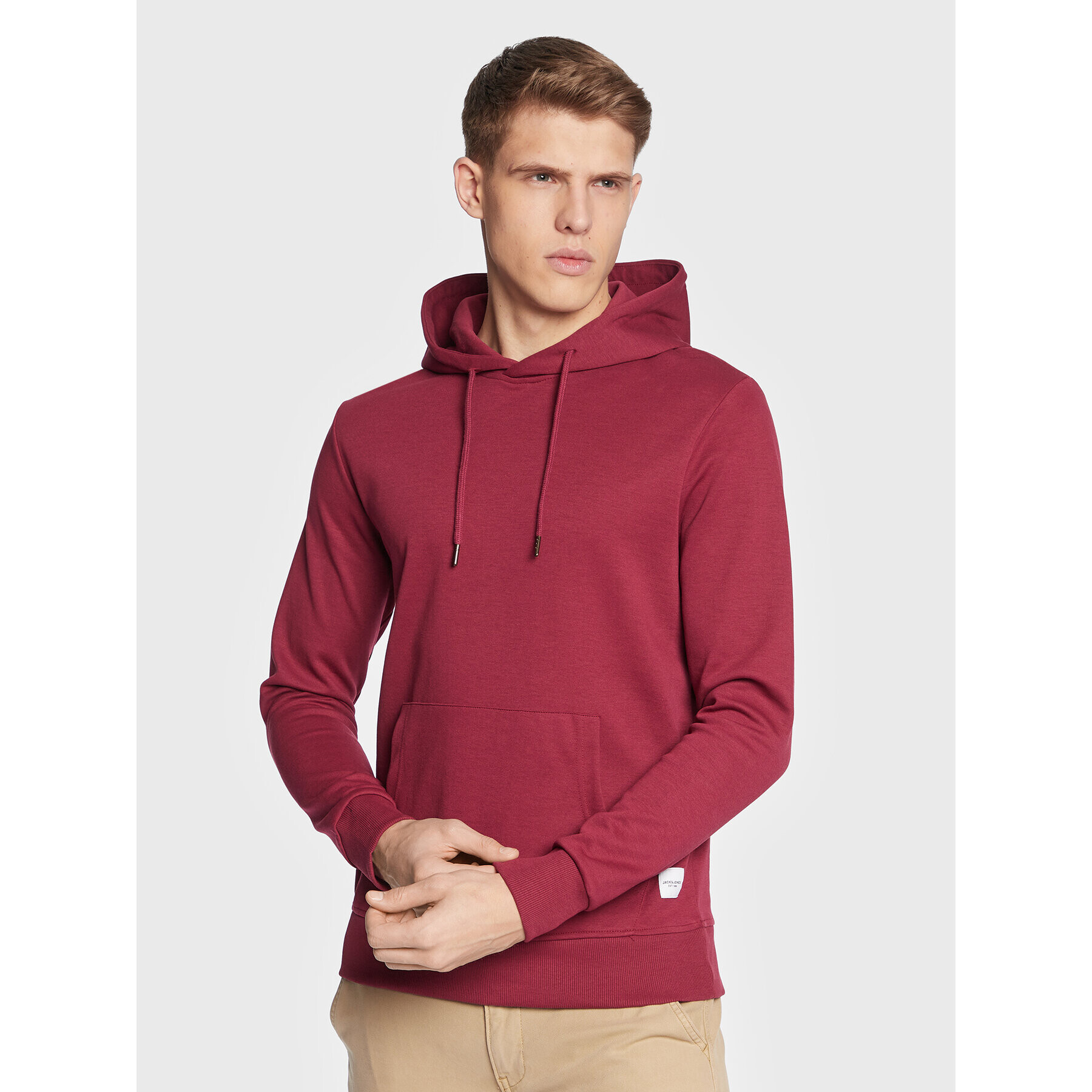 Jack&Jones Mikina Basic 12182537 Bordó Regular Fit - Pepit.cz