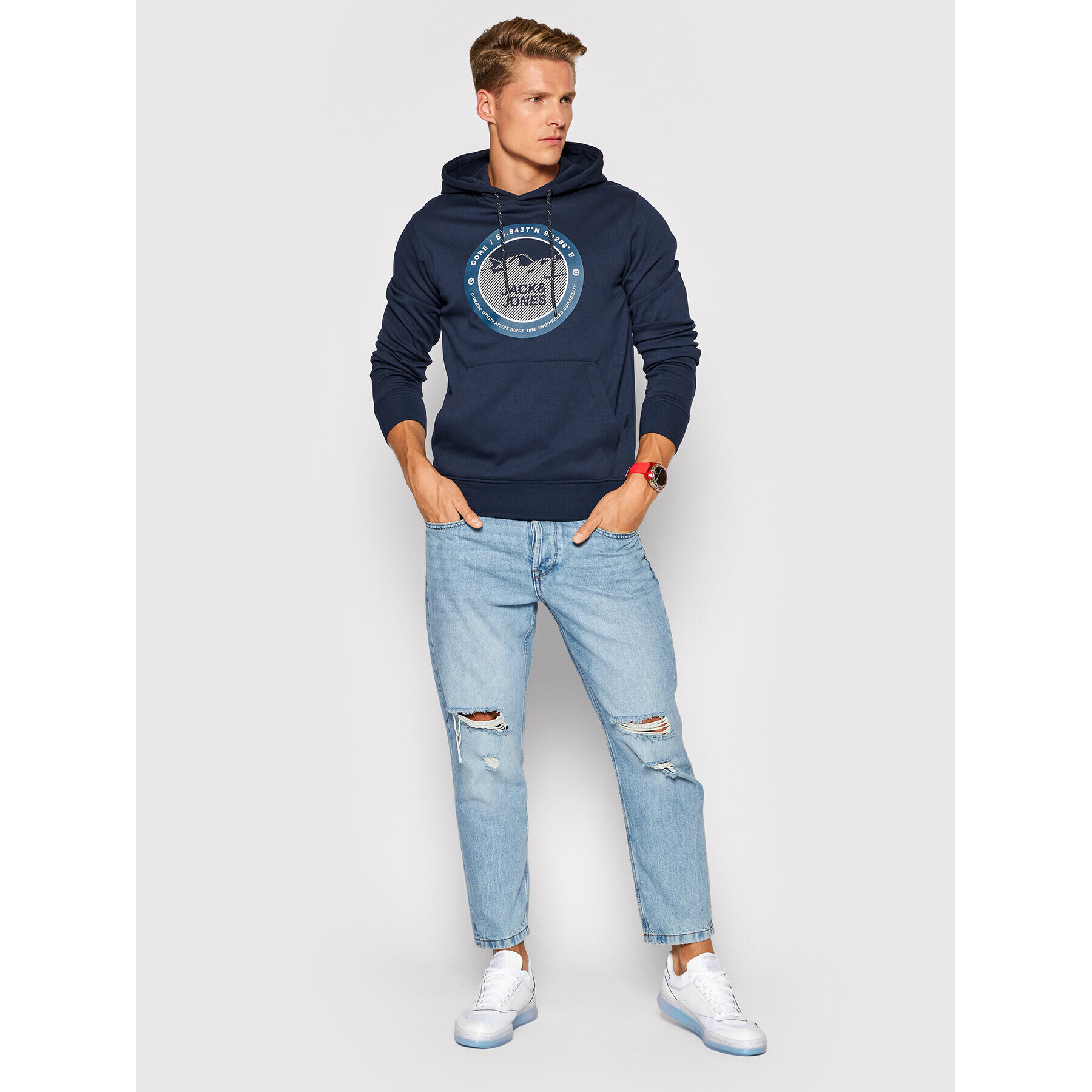 Jack&Jones Mikina Bilo 12192931 Tmavomodrá Regular Fit - Pepit.cz