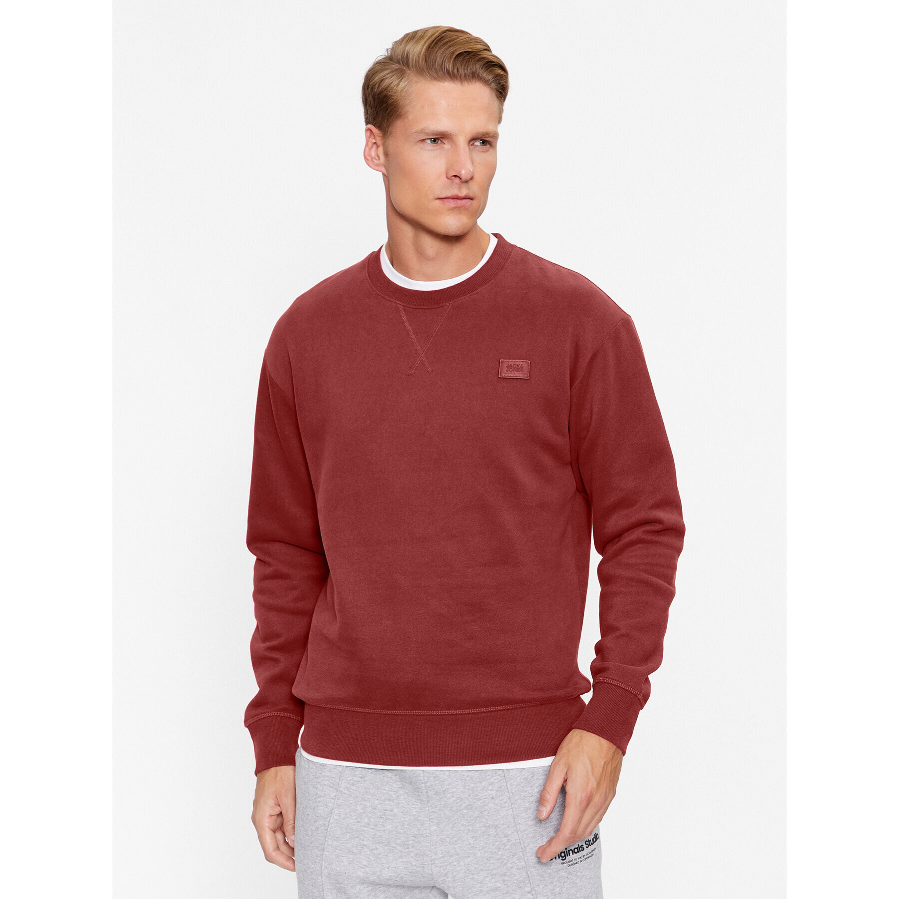 Jack&Jones Mikina Classic 12240188 Červená Relaxed Fit - Pepit.cz