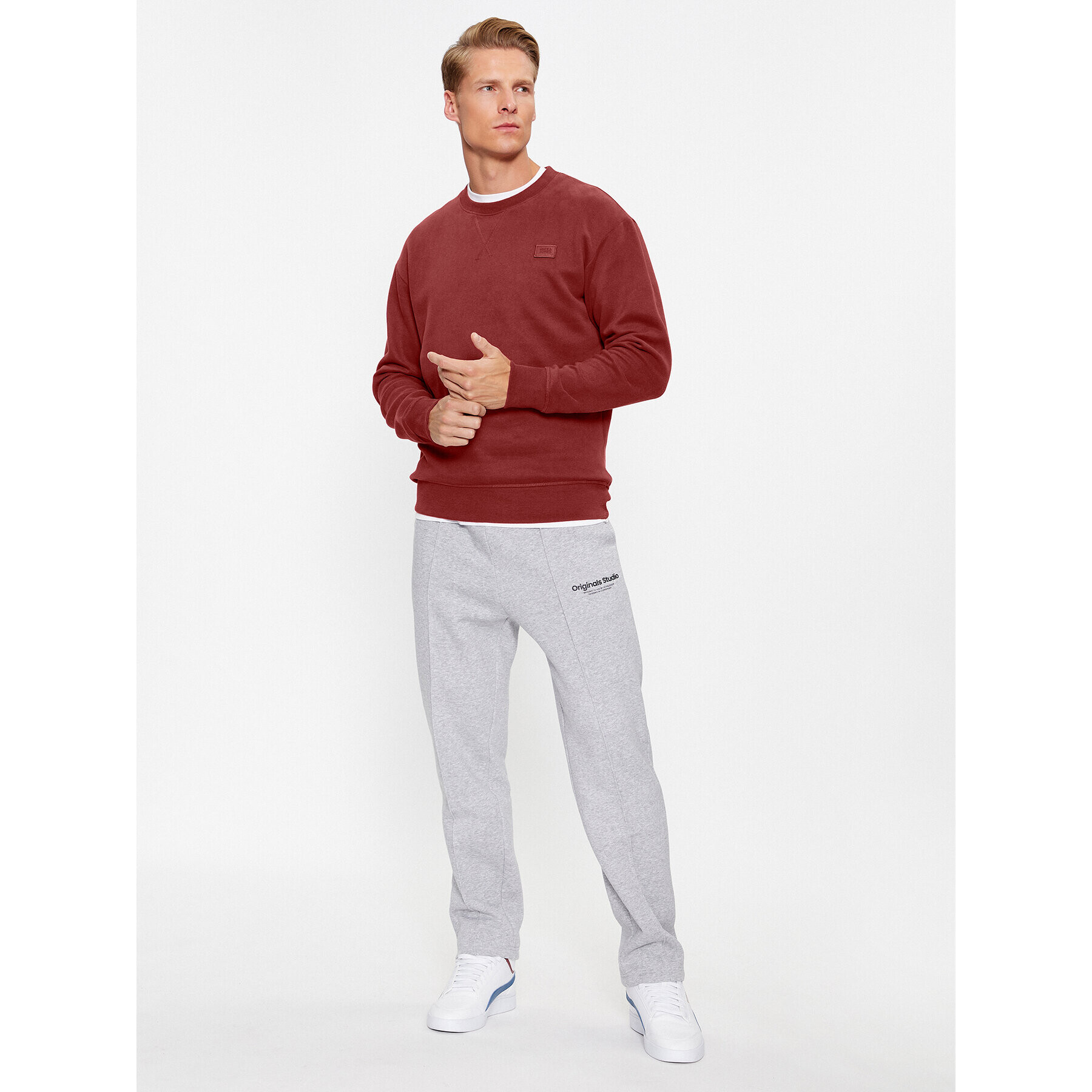 Jack&Jones Mikina Classic 12240188 Červená Relaxed Fit - Pepit.cz