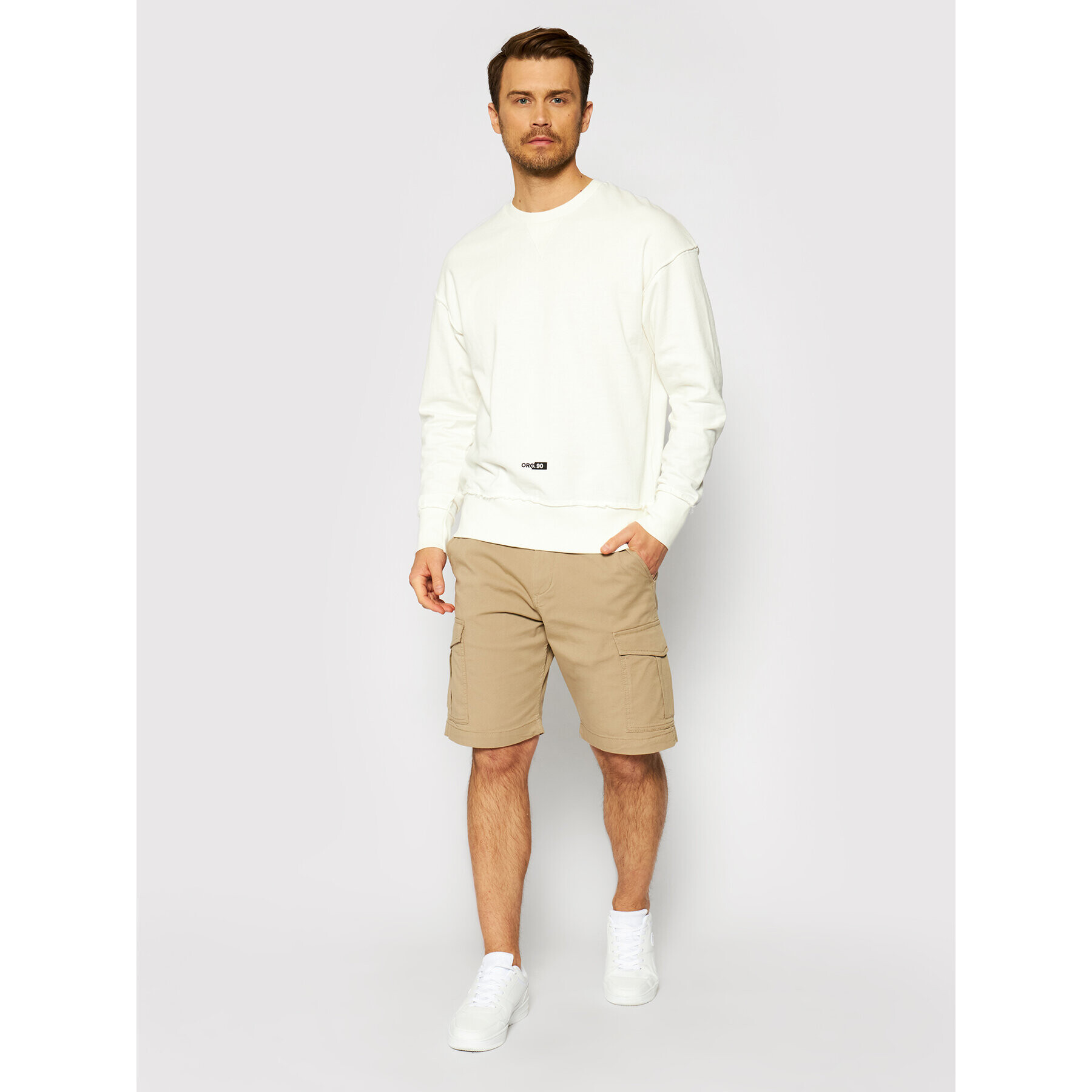 Jack&Jones Mikina Connel 12189342 Écru Oversize - Pepit.cz