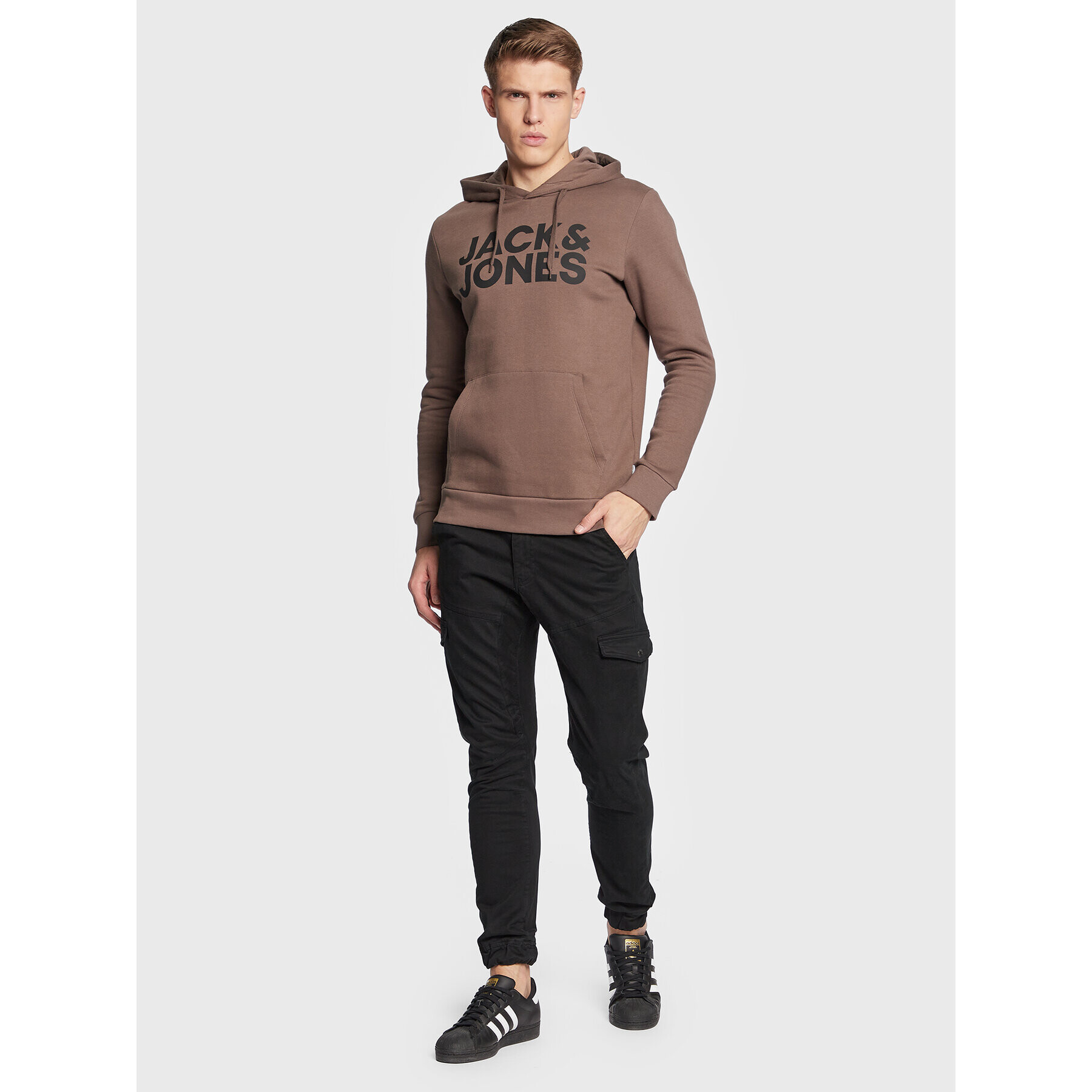 Jack&Jones Mikina Corp Logo 12152840 Hnědá Regular Fit - Pepit.cz