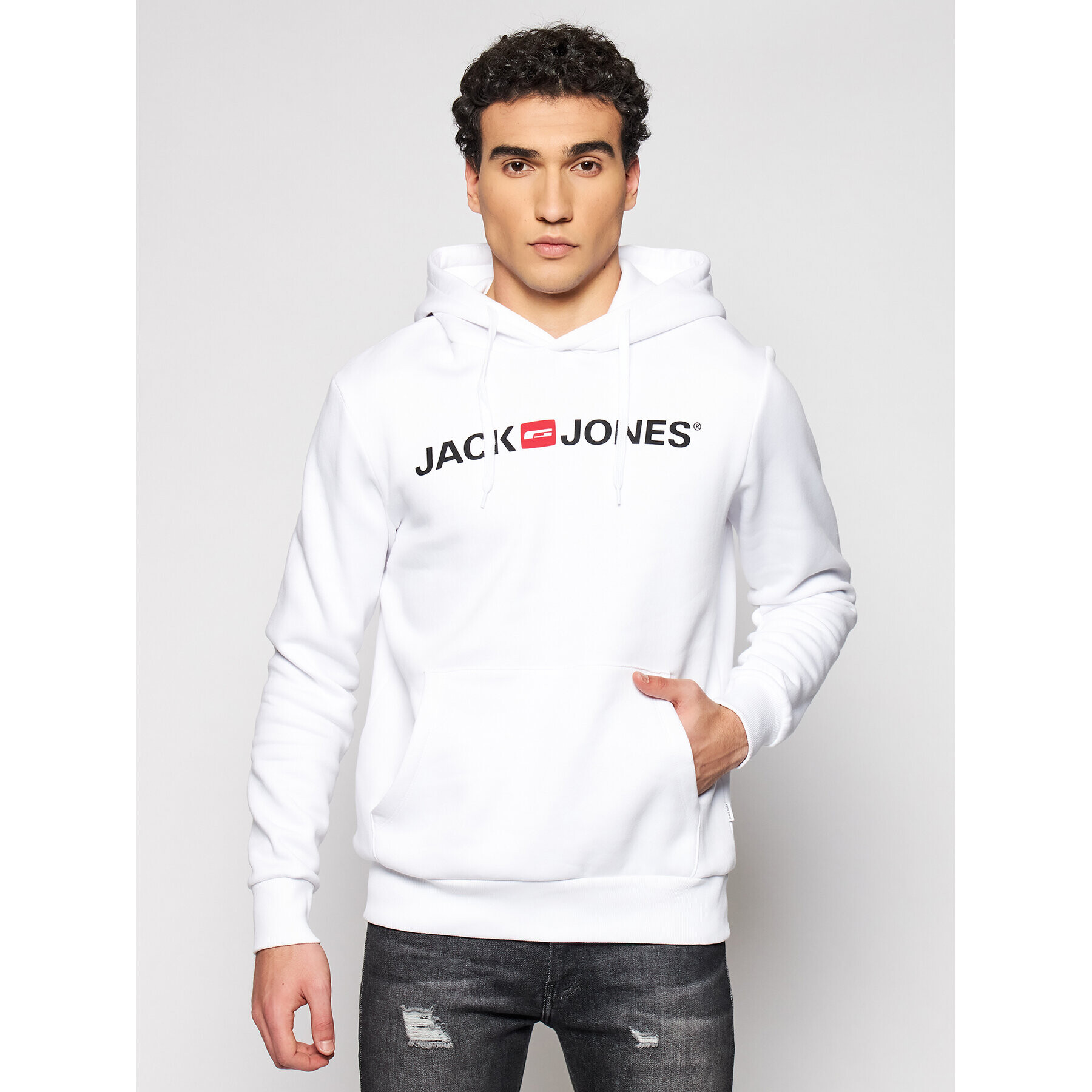 Jack&Jones Mikina Corp Old Logo 12137054 Bílá Regular Fit - Pepit.cz