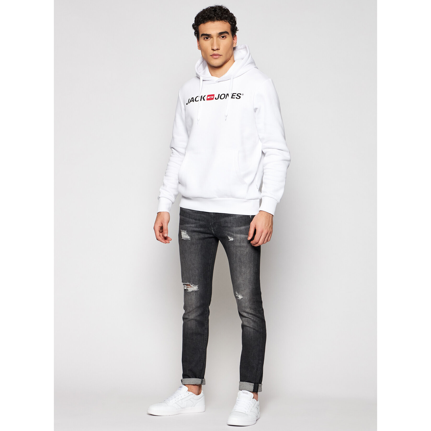 Jack&Jones Mikina Corp Old Logo 12137054 Bílá Regular Fit - Pepit.cz