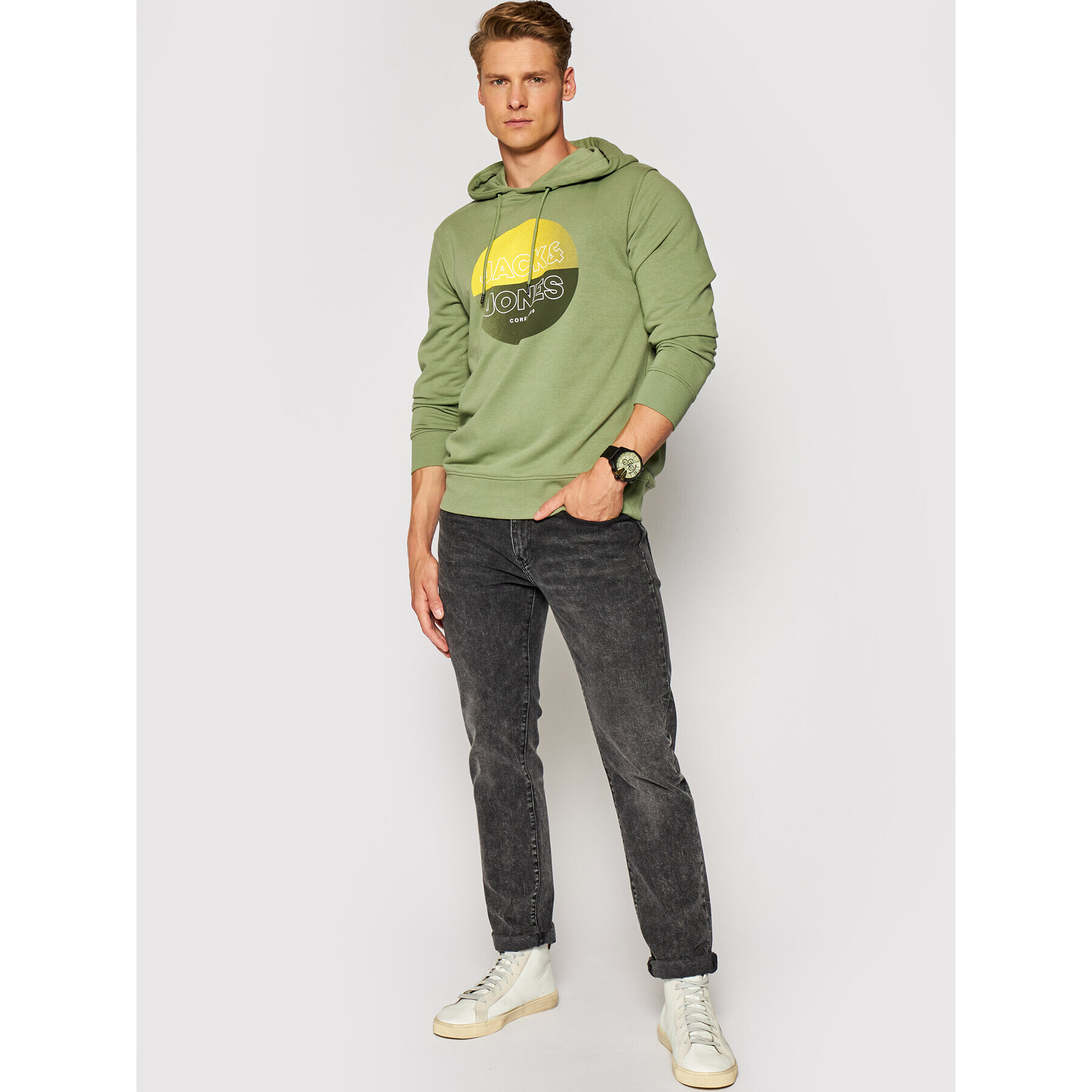 Jack&Jones Mikina Fading 12191999 Zelená Regular Fit - Pepit.cz