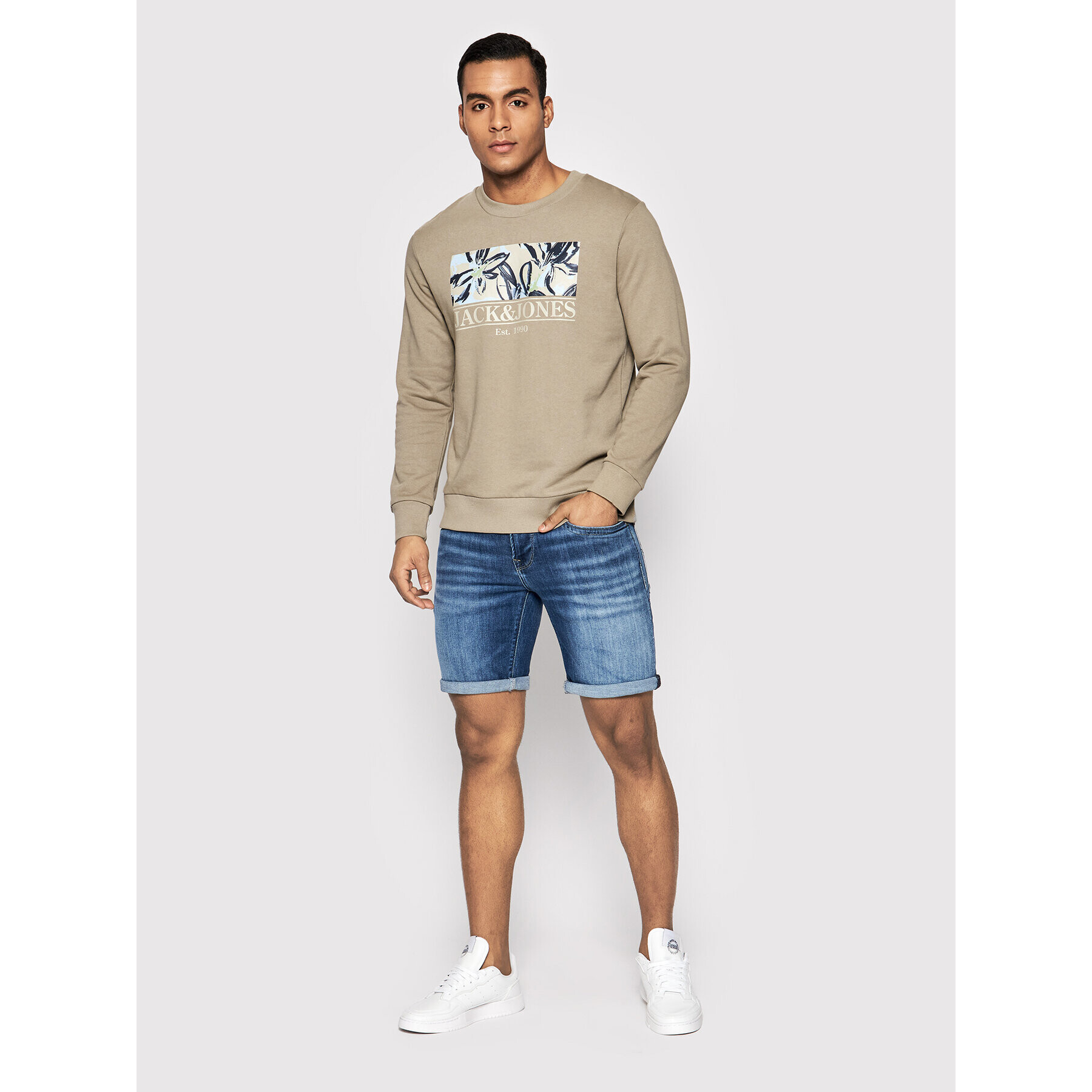 Jack&Jones Mikina Flower 12205655 Hnědá Regular Fit - Pepit.cz