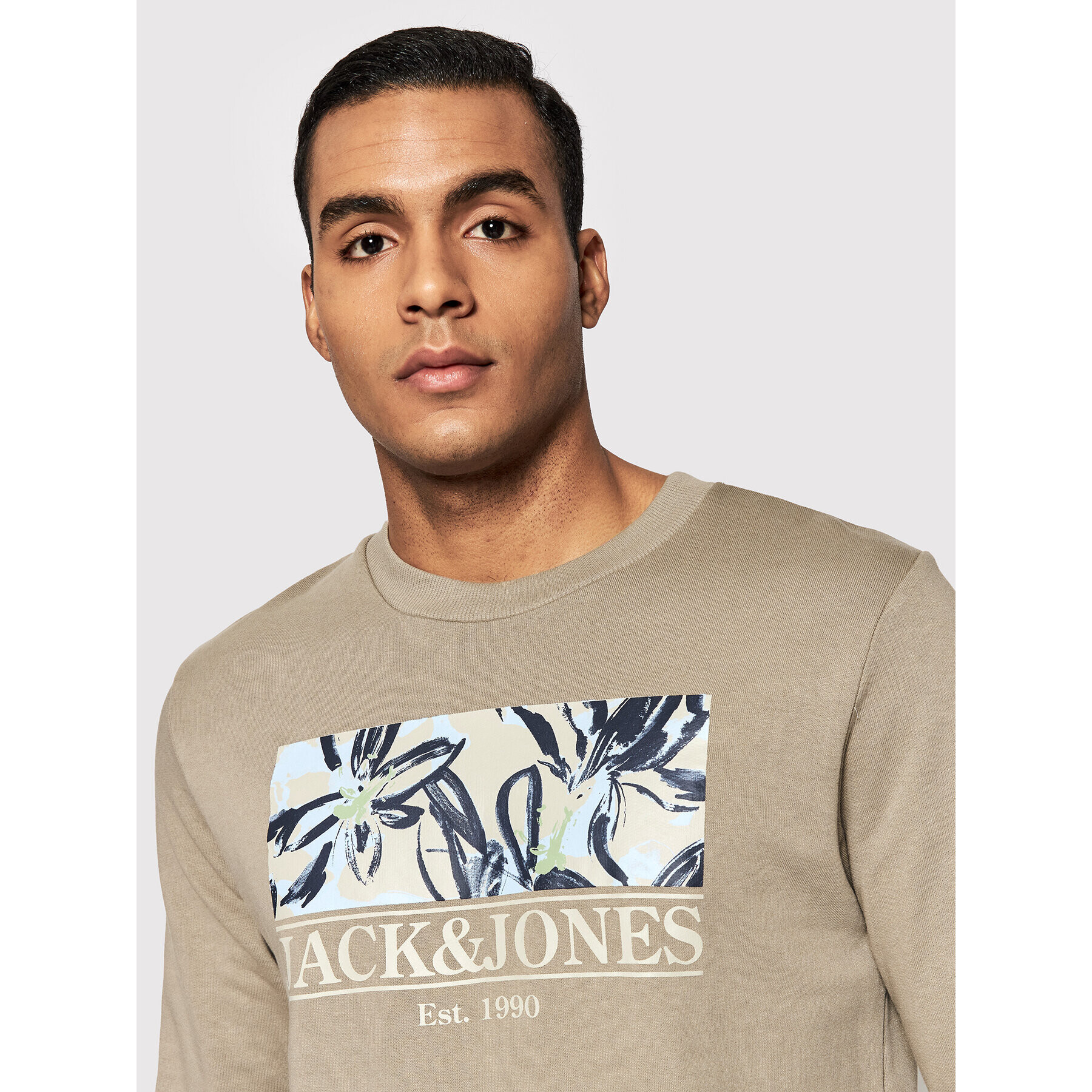 Jack&Jones Mikina Flower 12205655 Hnědá Regular Fit - Pepit.cz