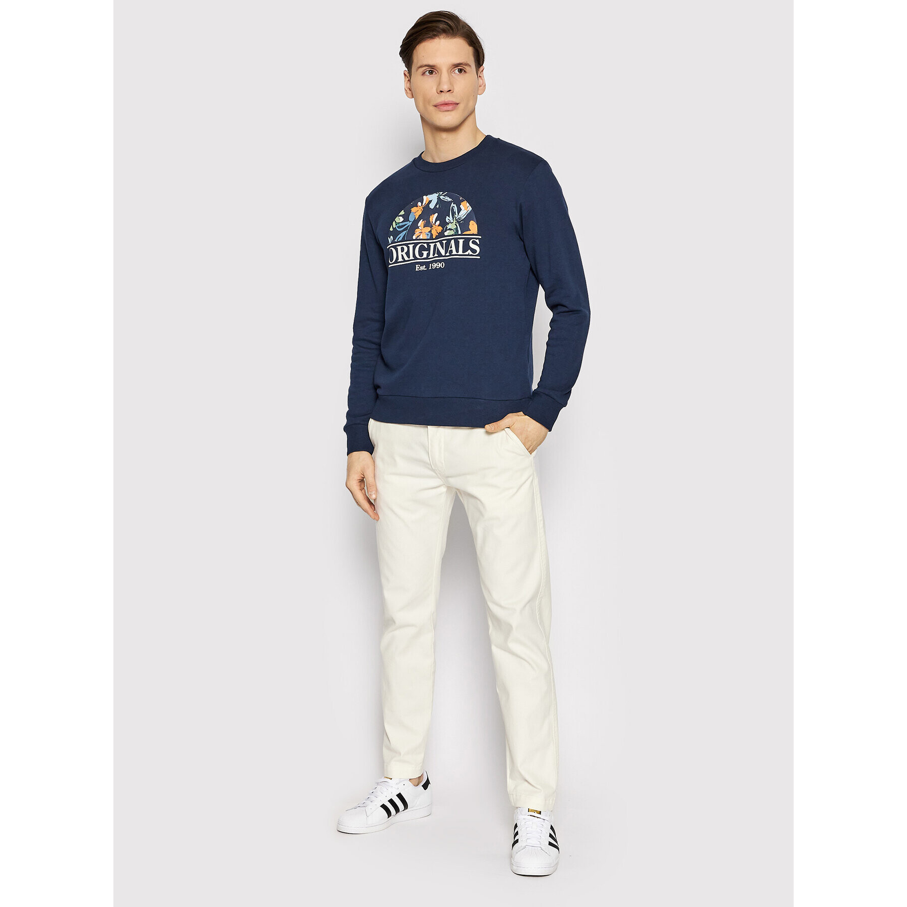 Jack&Jones Mikina Flower 12205655 Tmavomodrá Regular Fit - Pepit.cz