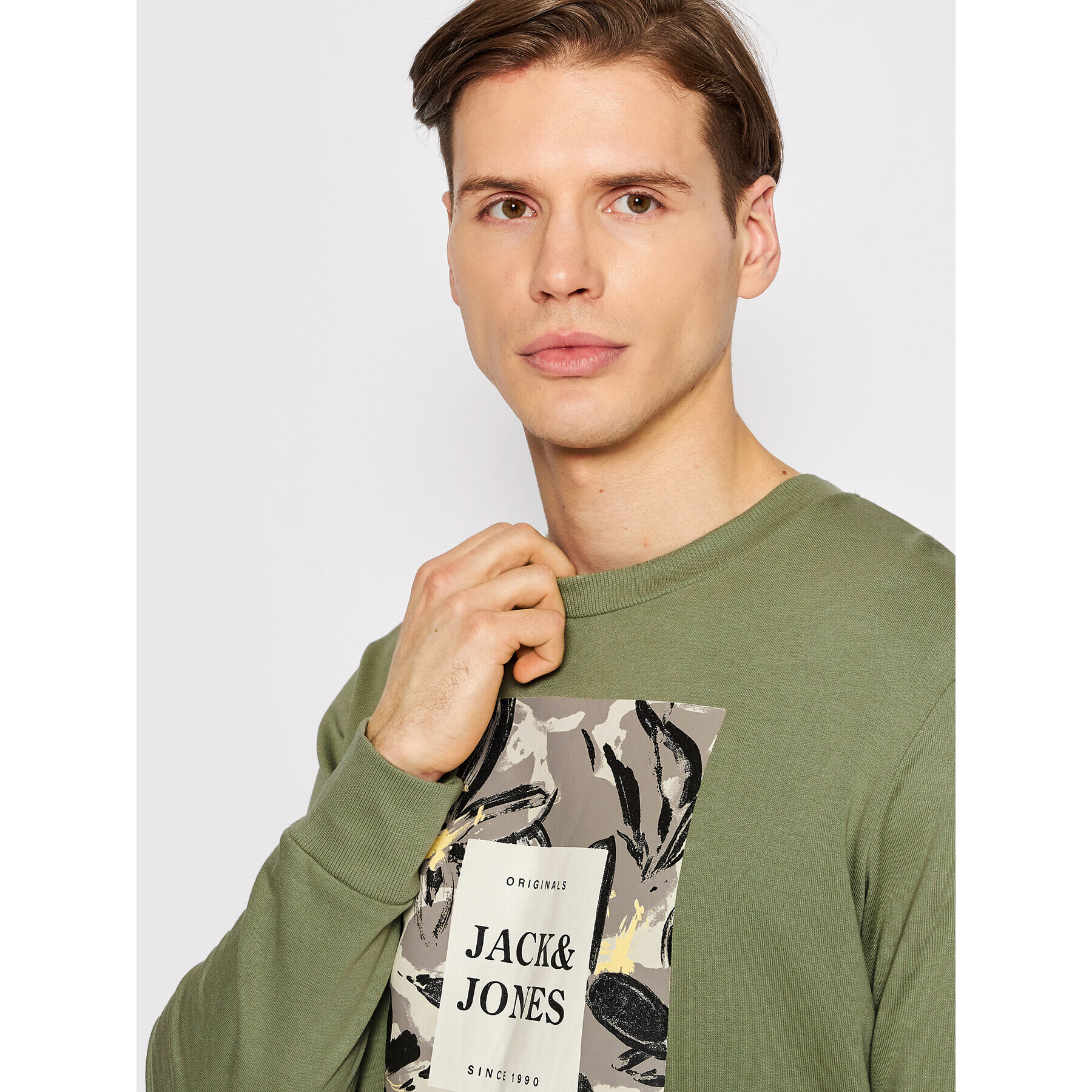 Jack&Jones Mikina Flower 12205655 Zelená Regular Fit - Pepit.cz