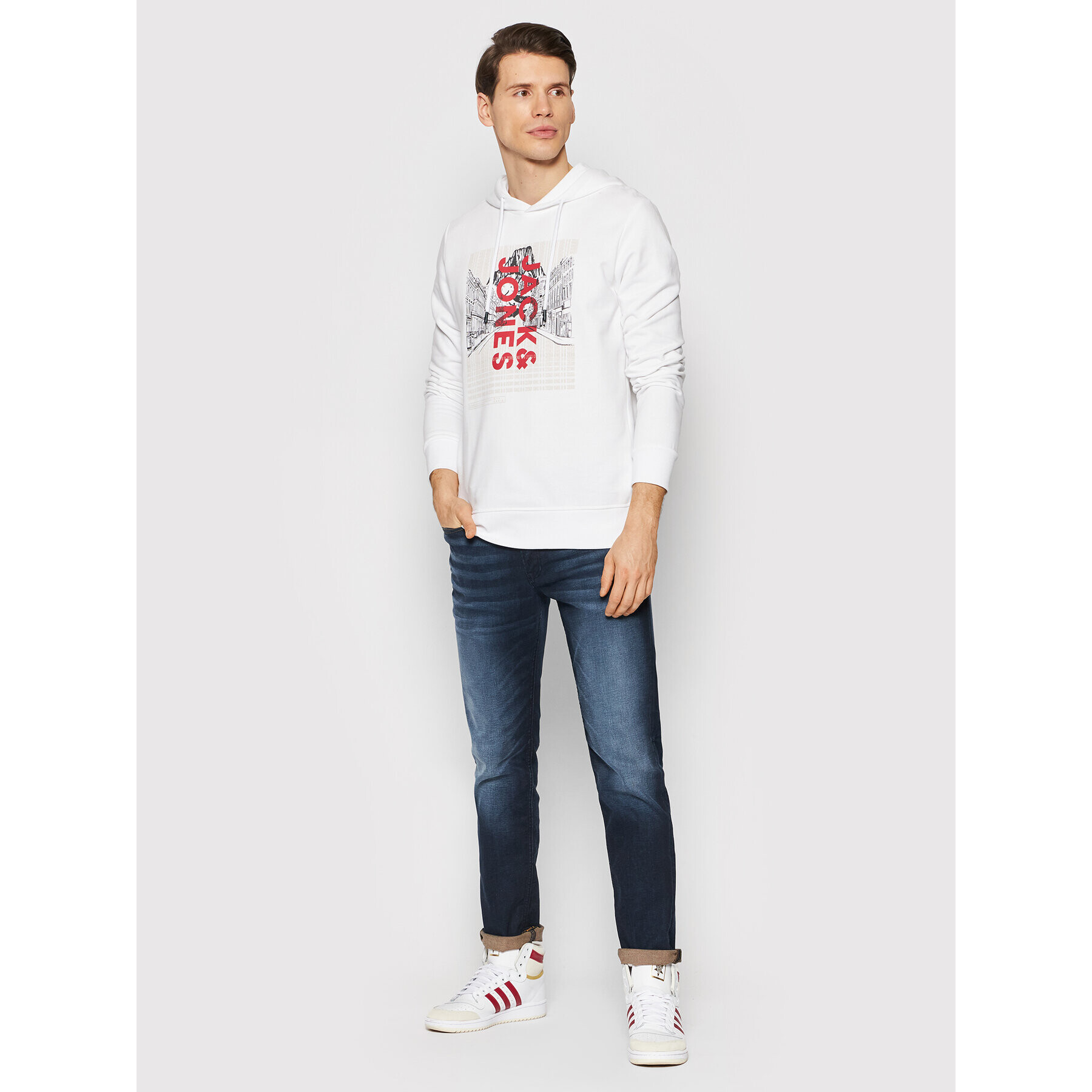 Jack&Jones Mikina Kalf 12202138 Bílá Regular Fit - Pepit.cz