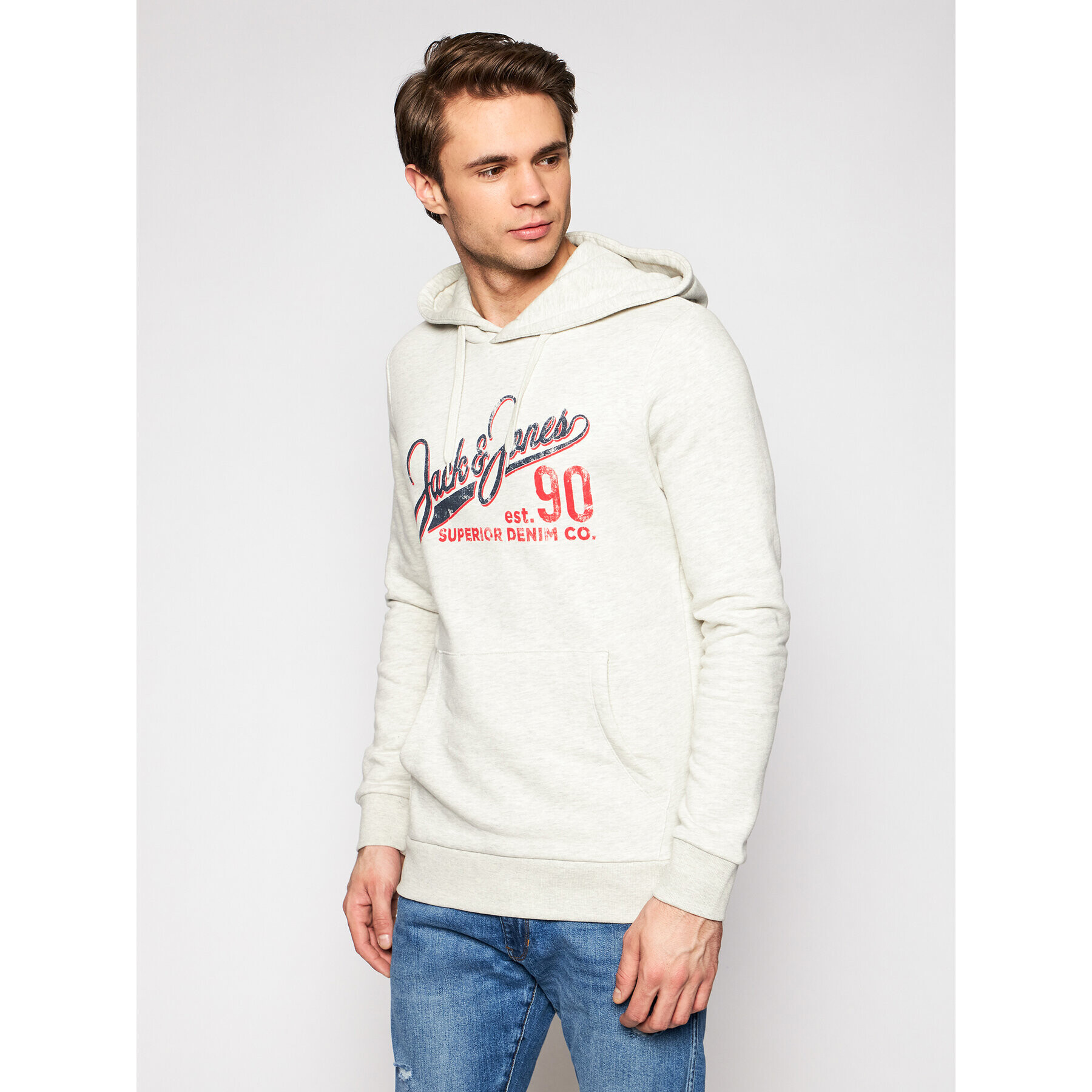 Jack&Jones Mikina Logo 12172349 Šedá Regular Fit - Pepit.cz