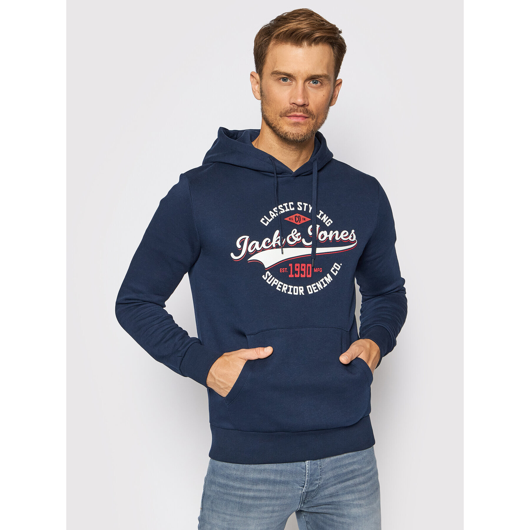 Jack&Jones Mikina Logo 12189736 Tmavomodrá Regular Fit - Pepit.cz