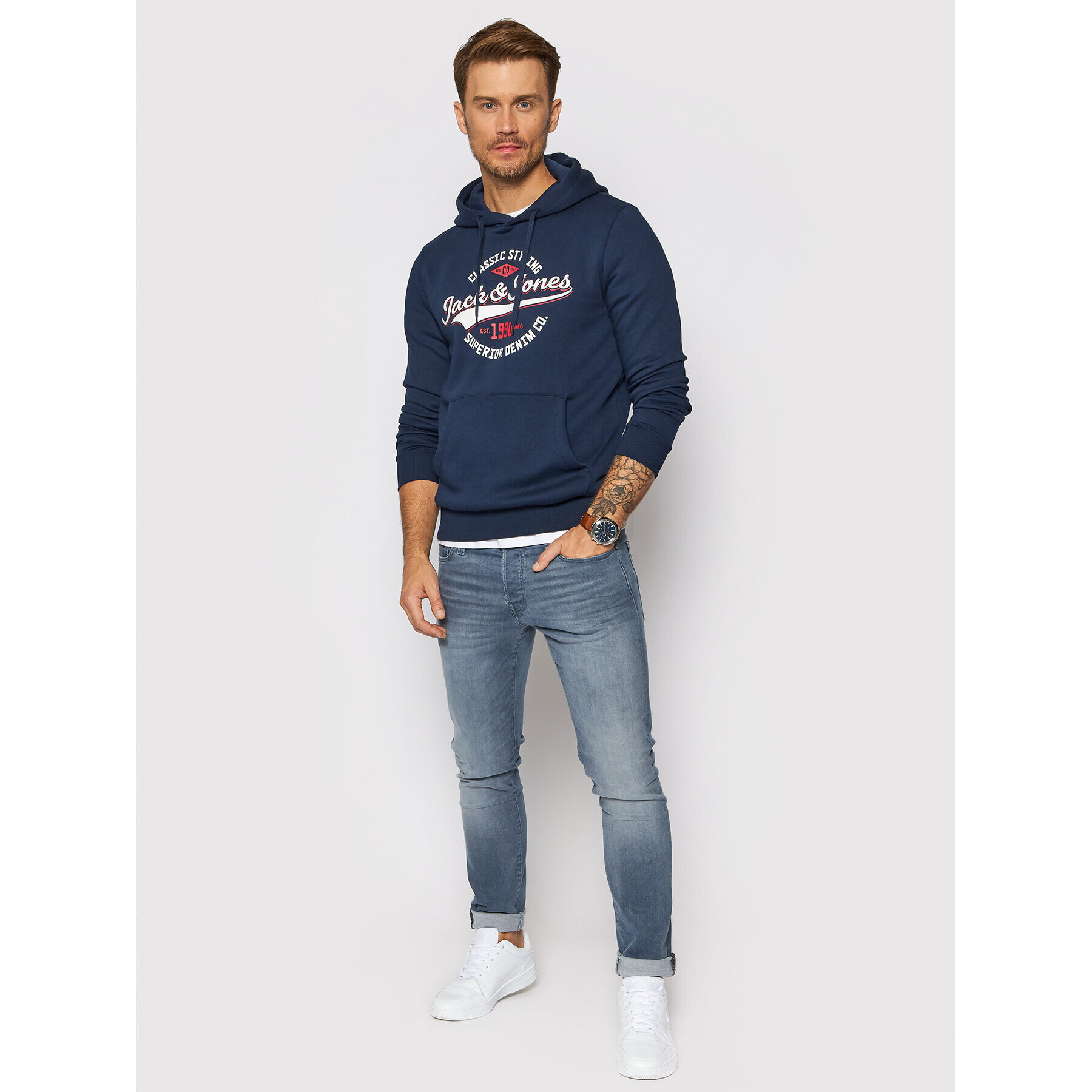 Jack&Jones Mikina Logo 12189736 Tmavomodrá Regular Fit - Pepit.cz