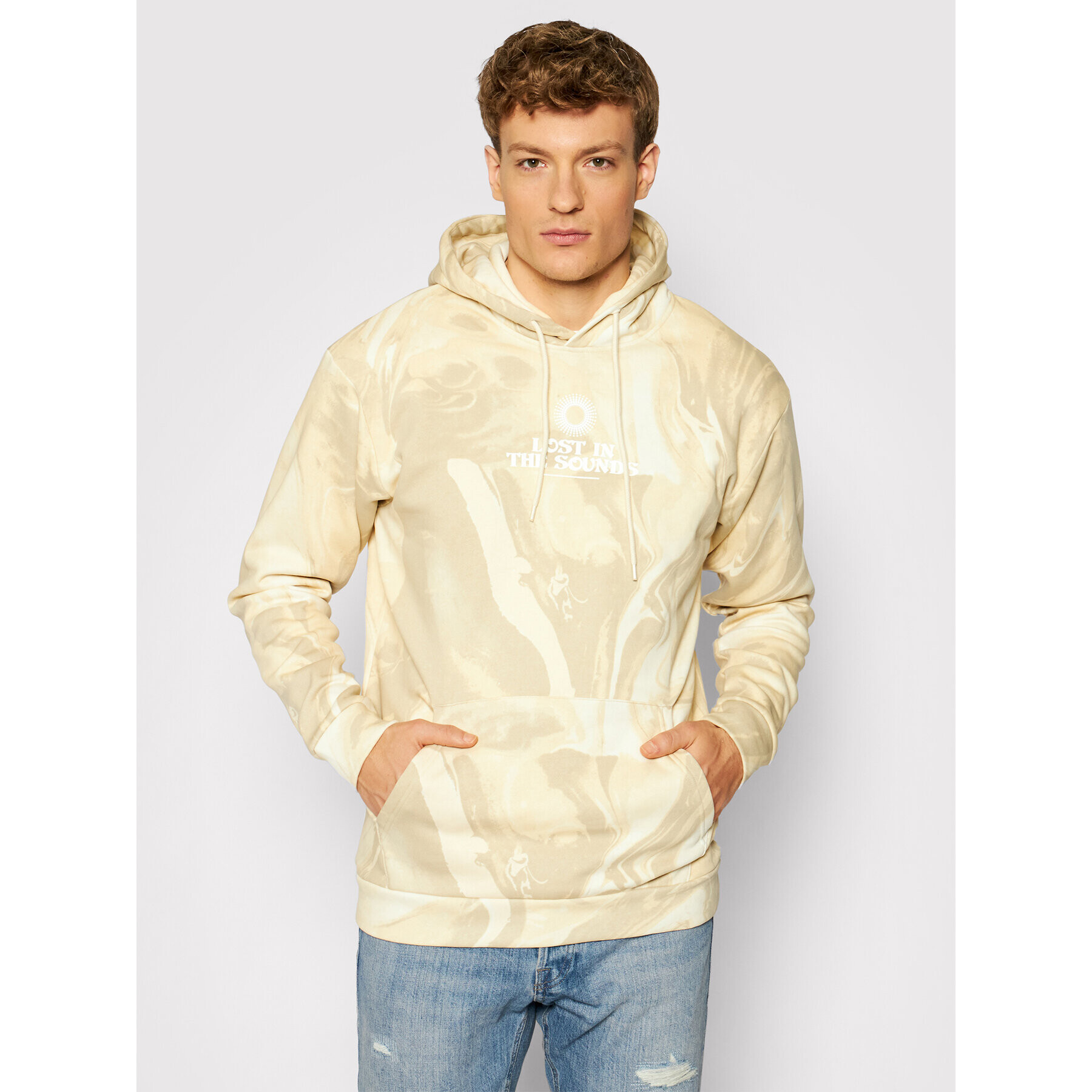 Jack&Jones Mikina Marble 12195334 Žlutá Relaxed Fit - Pepit.cz