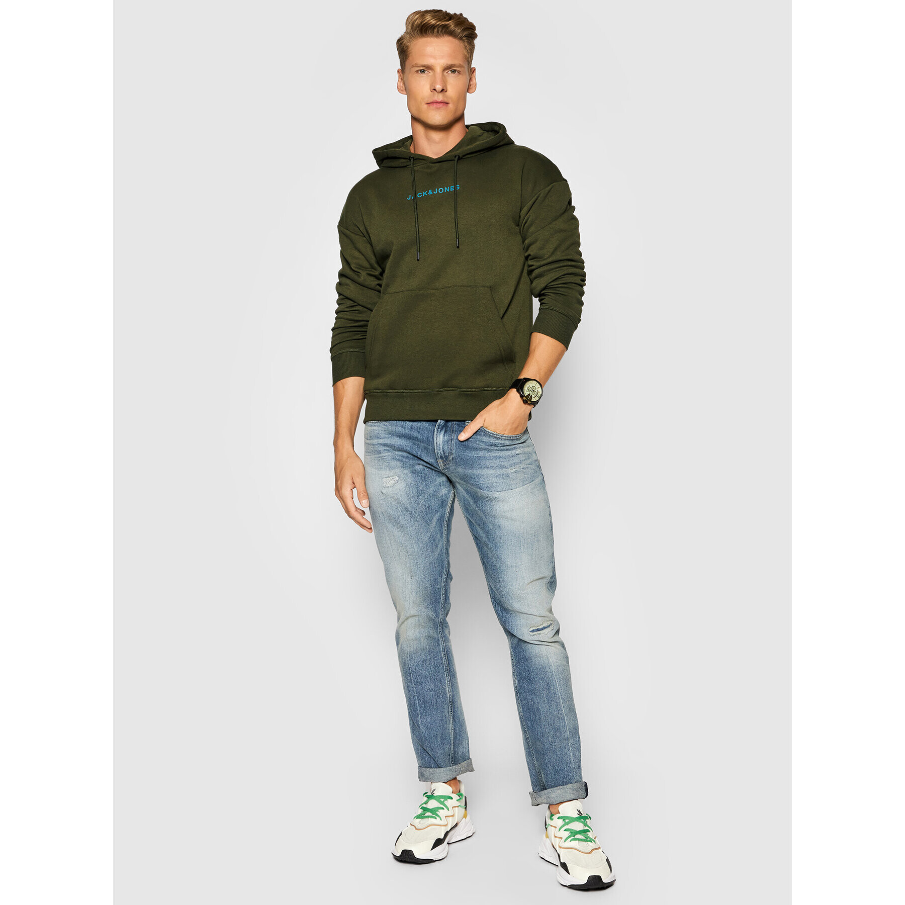 Jack&Jones Mikina Marco 12192830 Zelená Relaxed Fit - Pepit.cz