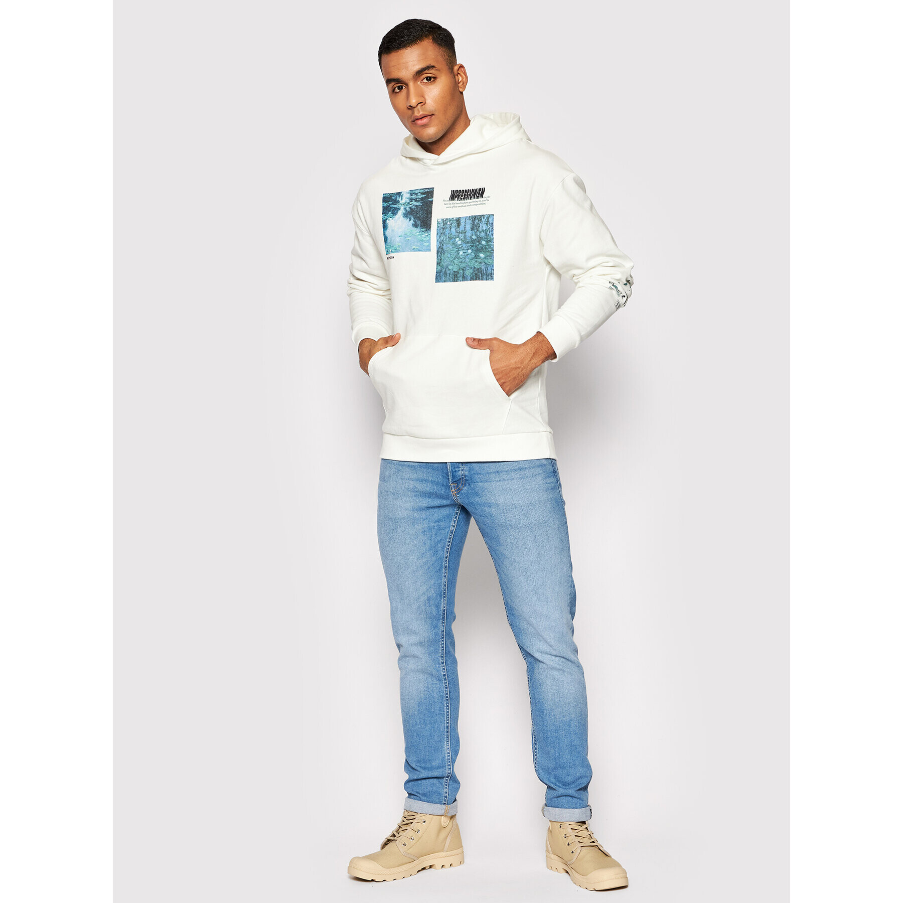 Jack&Jones Mikina Pioneer 12198344 Bílá Loose Fit - Pepit.cz