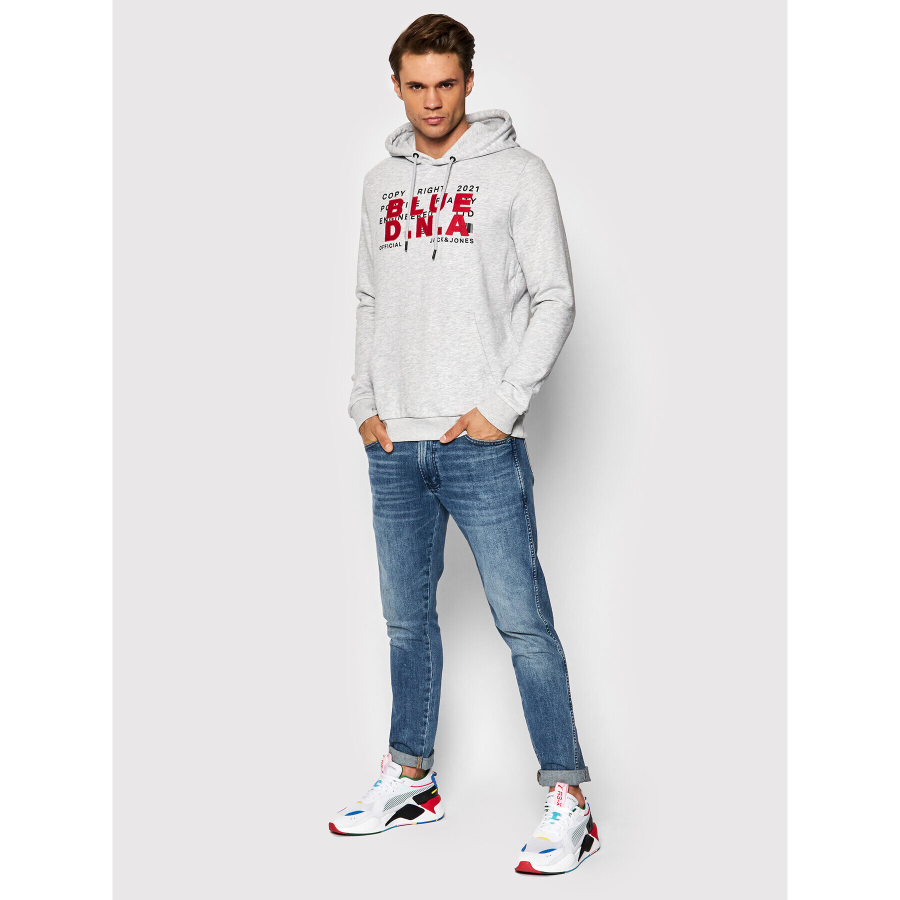 Jack&Jones Mikina River 12197950 Šedá Regular Fit - Pepit.cz