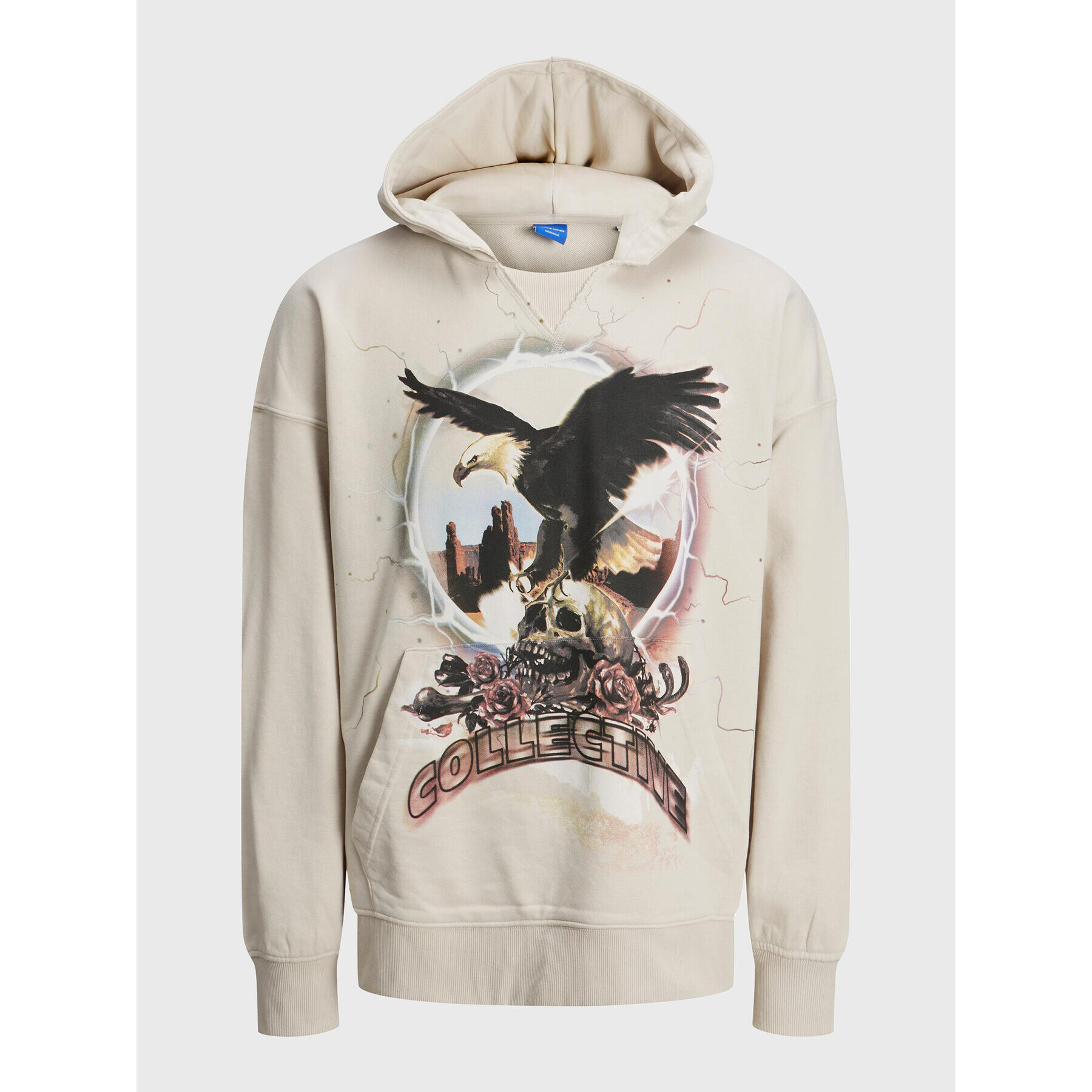 Jack&Jones Mikina Rushskull 12216457 Béžová Oversize - Pepit.cz