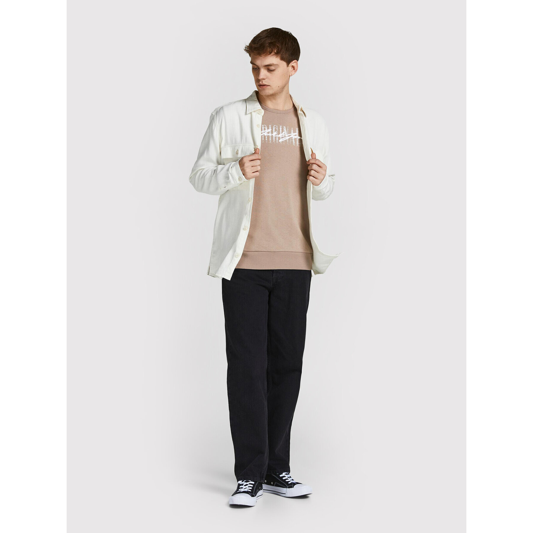 Jack&Jones Mikina Script 12205812 Hnědá Regular Fit - Pepit.cz