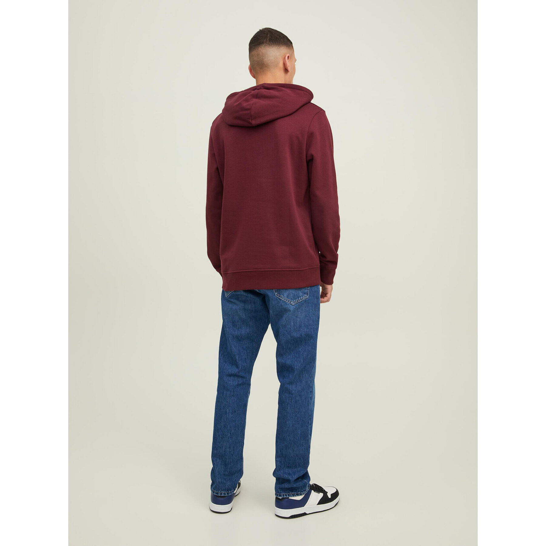 Jack&Jones Mikina Stamp 12211551 Bordó Regular Fit - Pepit.cz