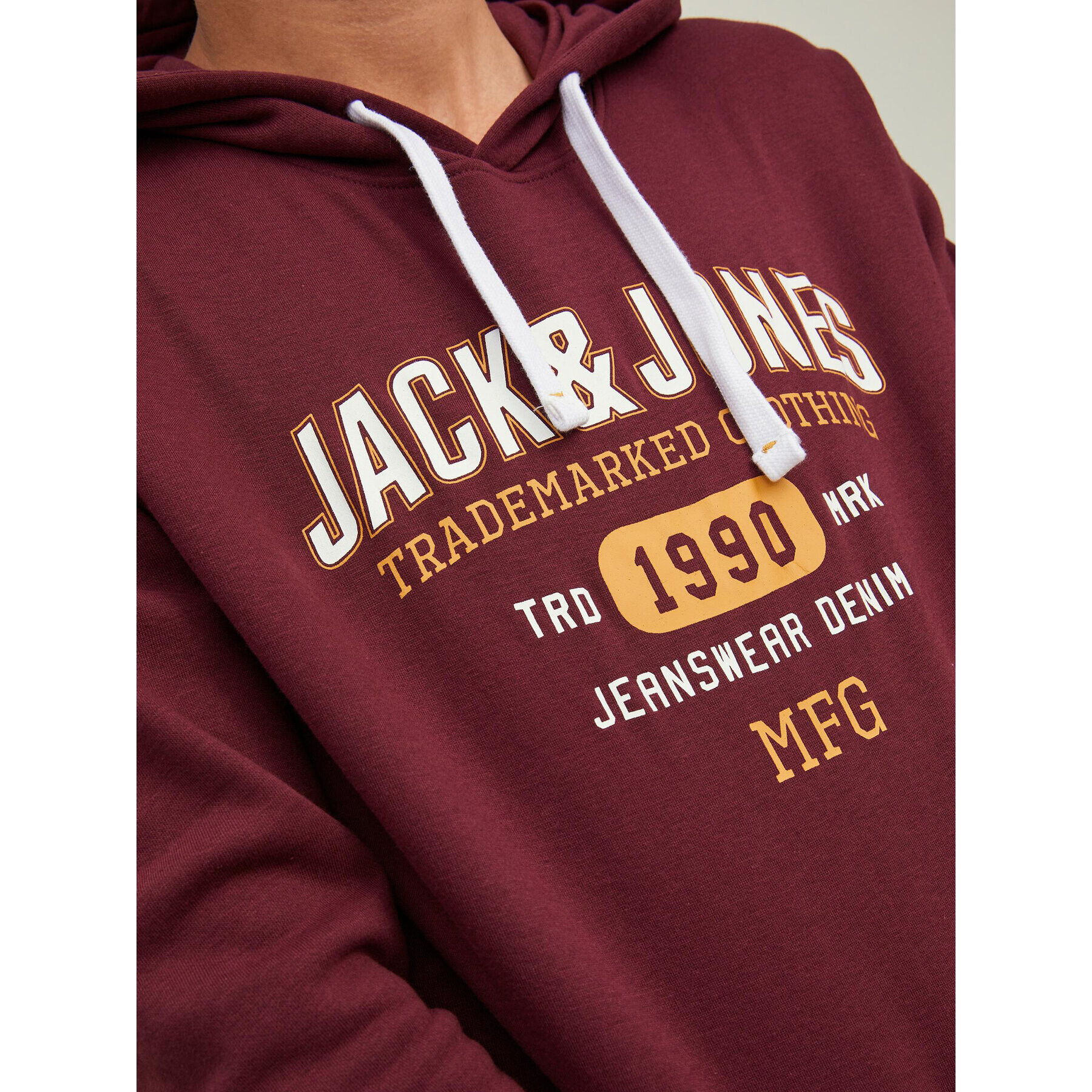 Jack&Jones Mikina Stamp 12211551 Bordó Regular Fit - Pepit.cz