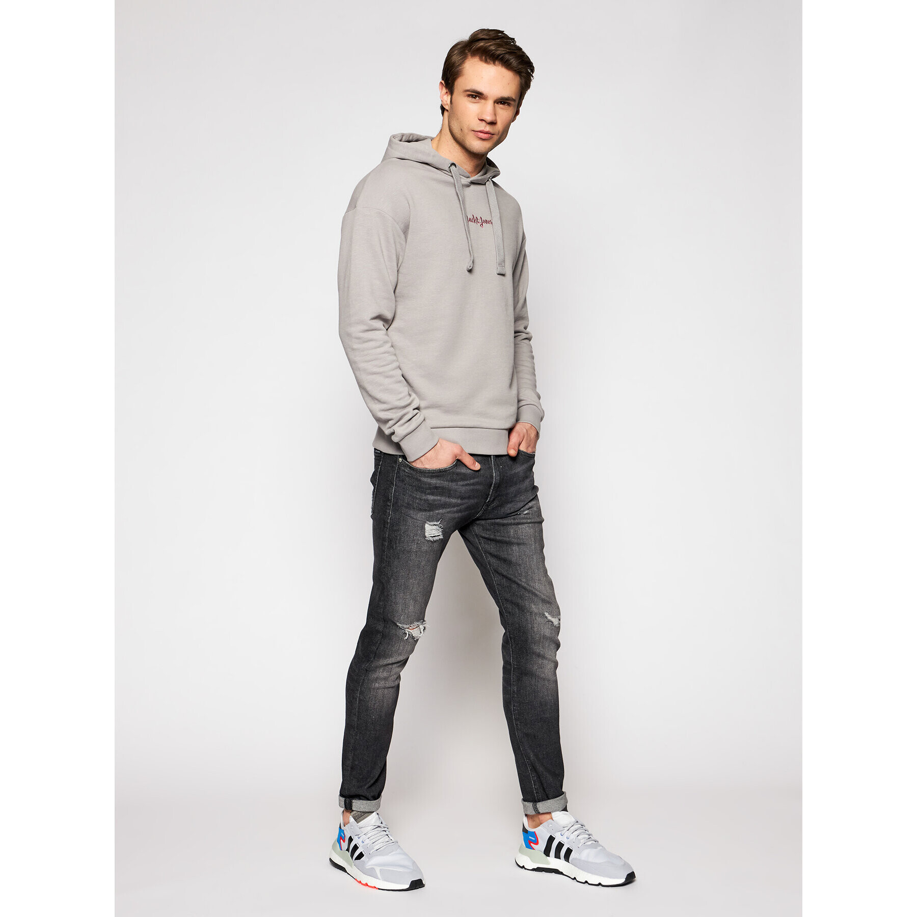 Jack&Jones Mikina Stockholm 12186285 Šedá Relaxed Fit - Pepit.cz