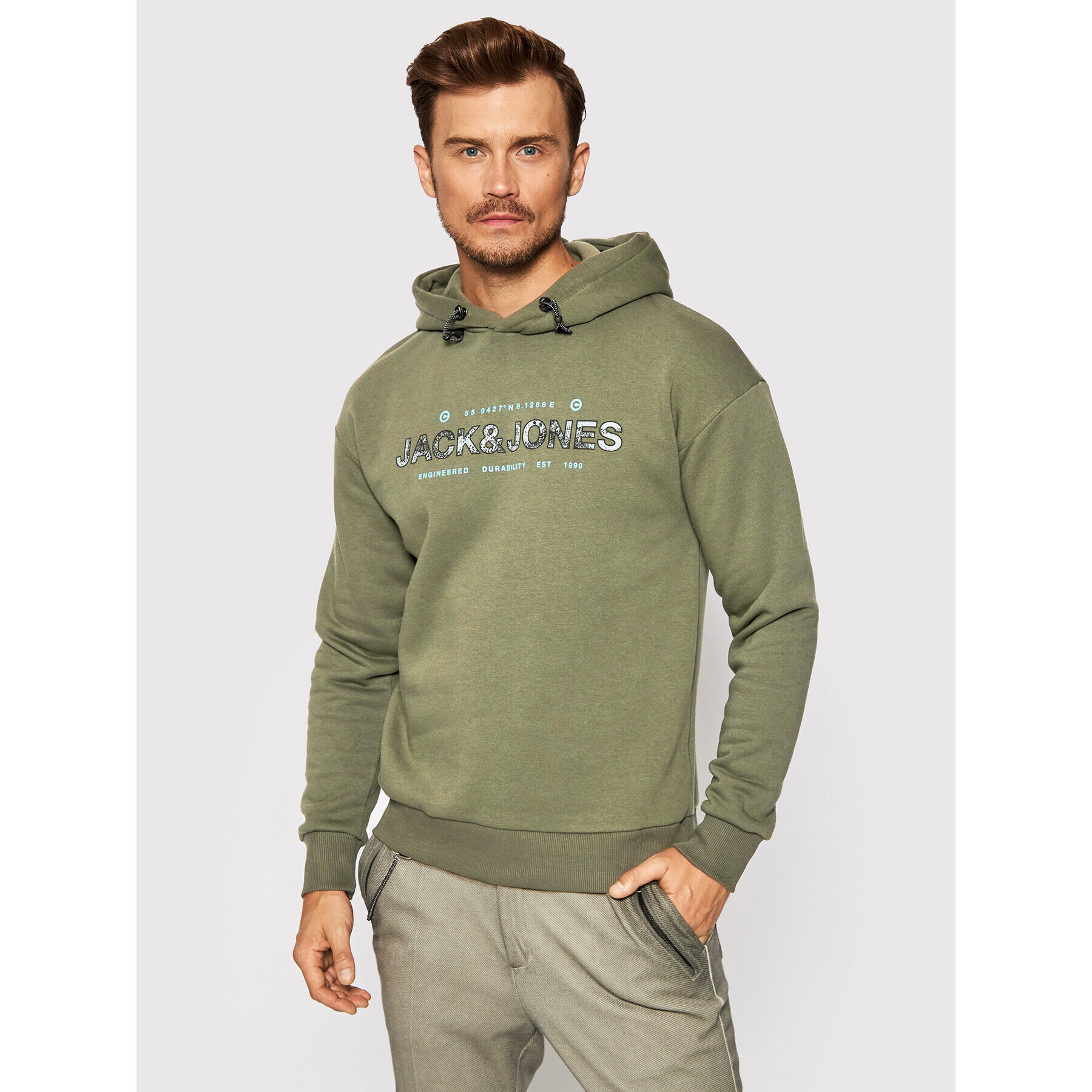 Jack&Jones Mikina Thad 12193653 Zelená Relaxed Fit - Pepit.cz