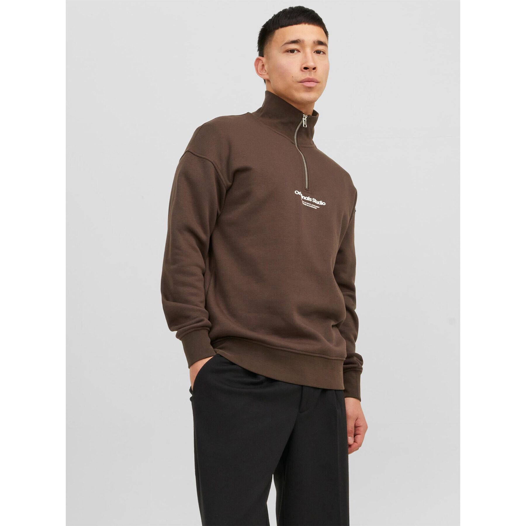 Jack&Jones Mikina Vesterbro 12241777 Hnědá Relaxed Fit - Pepit.cz