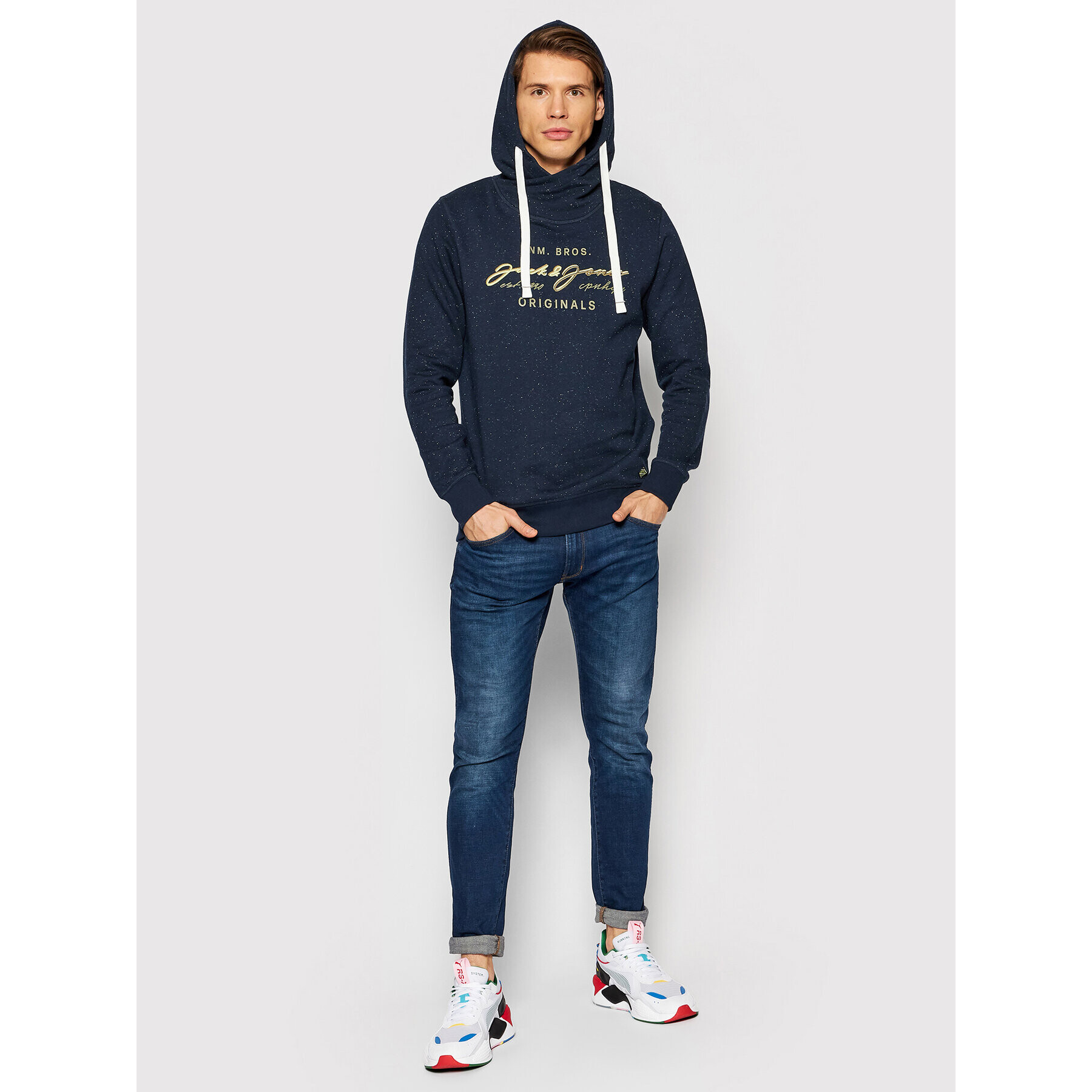 Jack&Jones Mikina Woods 12193647 Tmavomodrá Standard Fit - Pepit.cz