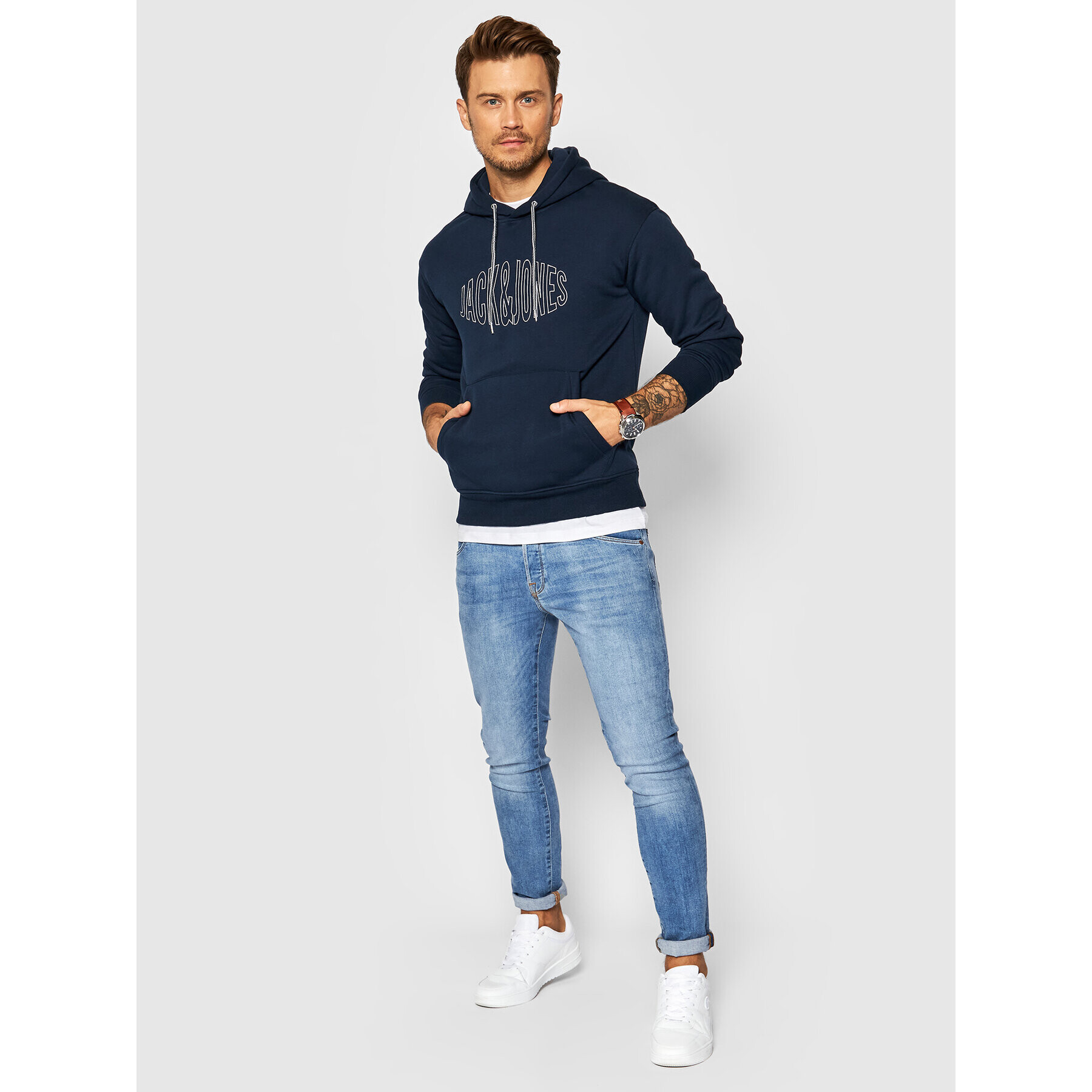 Jack&Jones Mikina World 12194082 Tmavomodrá Regular Fit - Pepit.cz