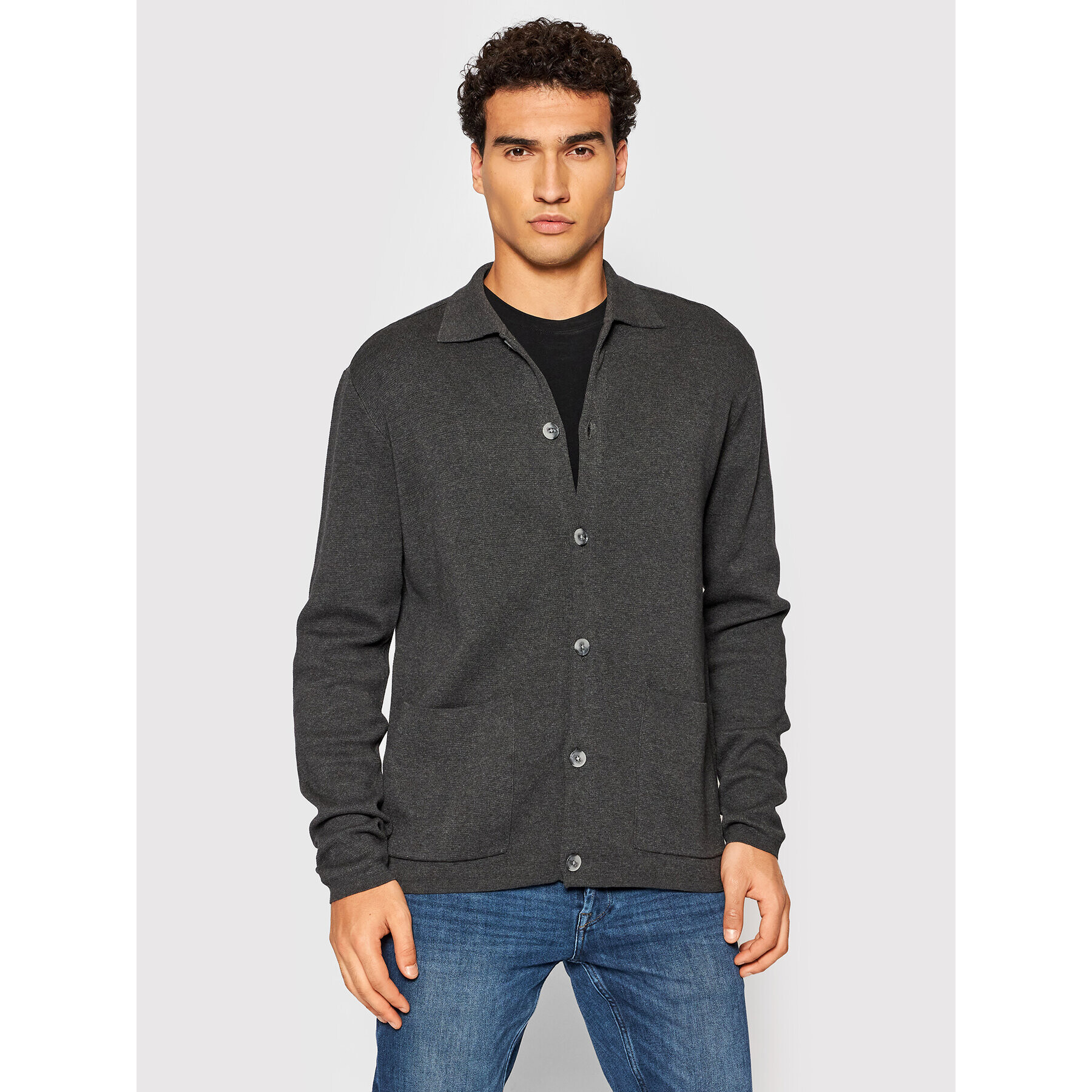 Jack&Jones PREMIUM Kardigan Blajames 12193160 Šedá Regular Fit - Pepit.cz