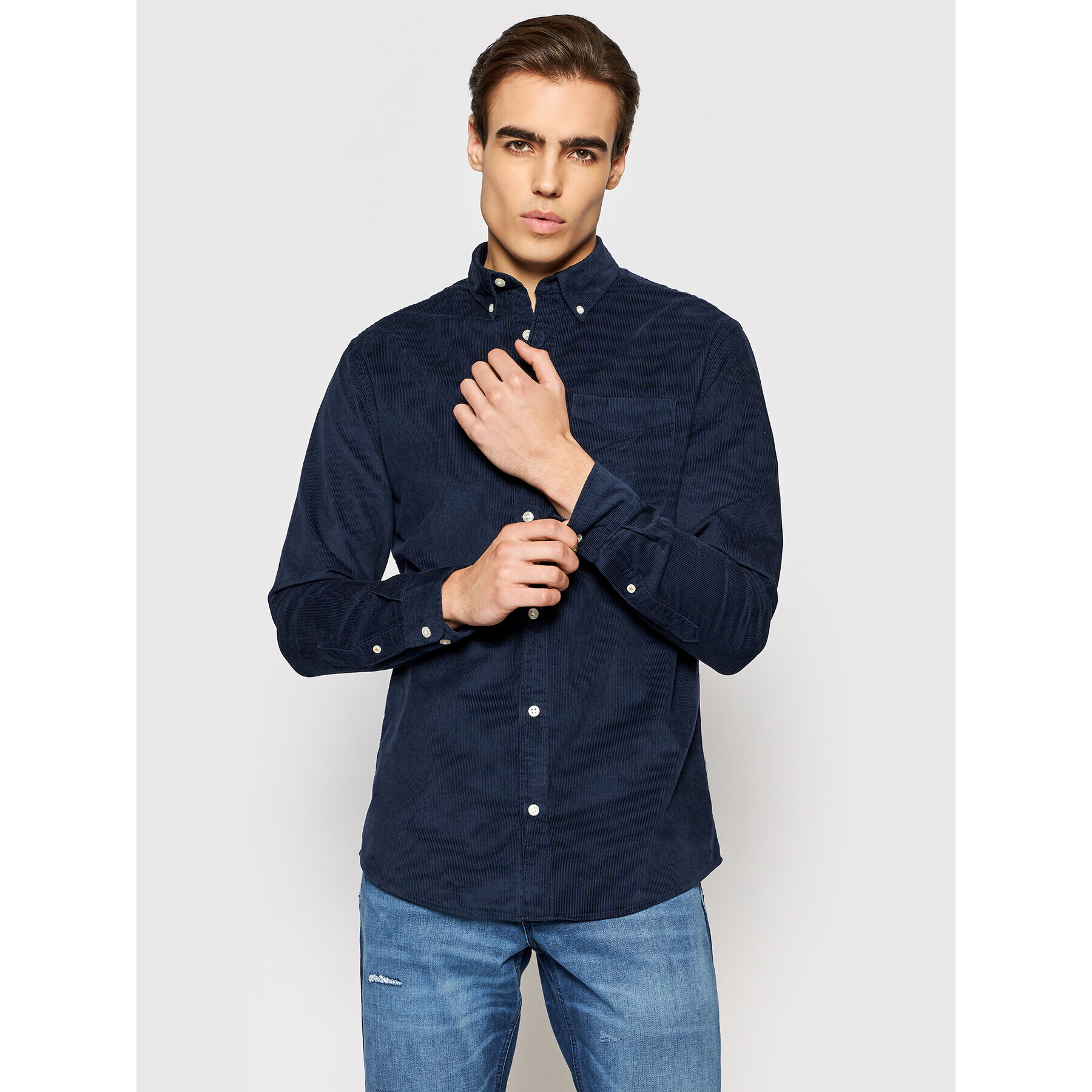 Jack&Jones PREMIUM Košile Blautlas Cord 12196529 Tmavomodrá Slim Fit - Pepit.cz