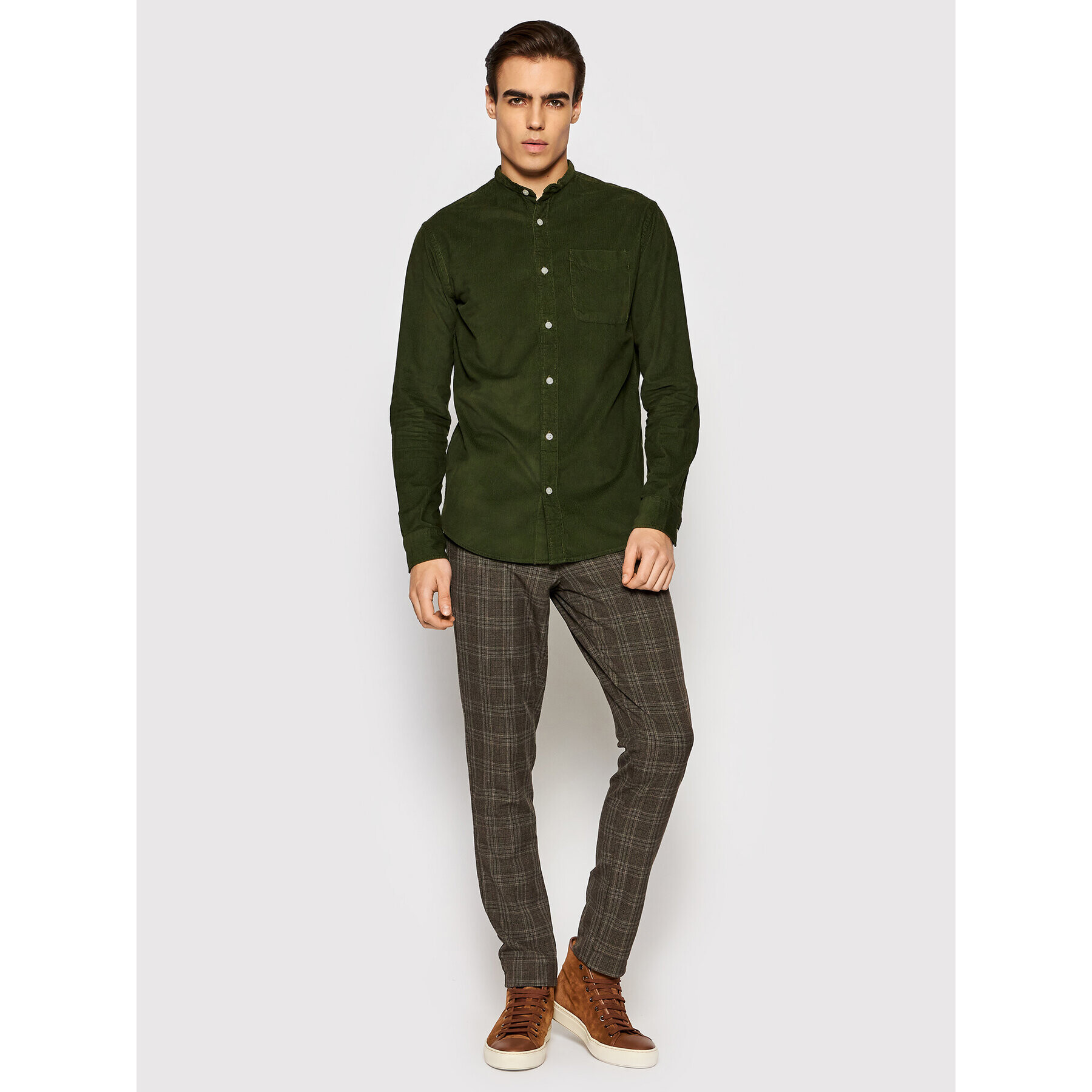 Jack&Jones PREMIUM Košile Blautlas Cord 12196561 Zelená Slim Fit - Pepit.cz