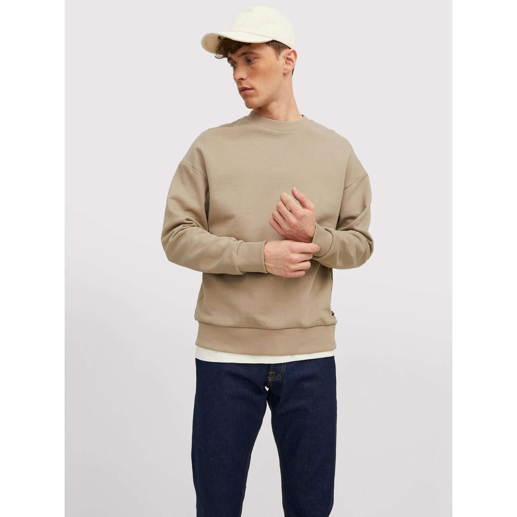 Jack&Jones PREMIUM Mikina Blakam 12206439 Béžová Oversize - Pepit.cz