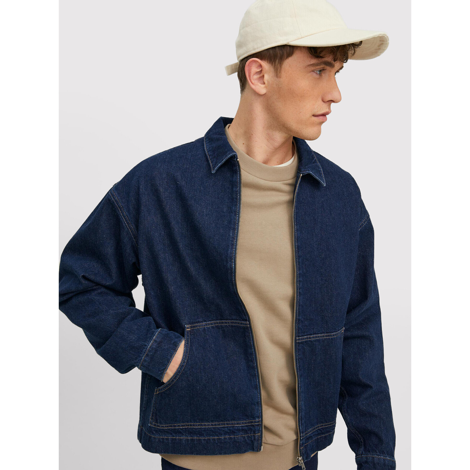 Jack&Jones PREMIUM Mikina Blakam 12206439 Béžová Oversize - Pepit.cz