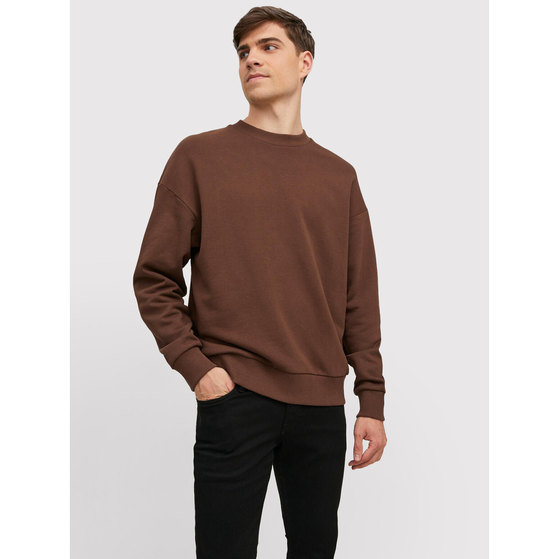 Jack&Jones PREMIUM Mikina Blakam 12206439 Hnědá Oversize - Pepit.cz