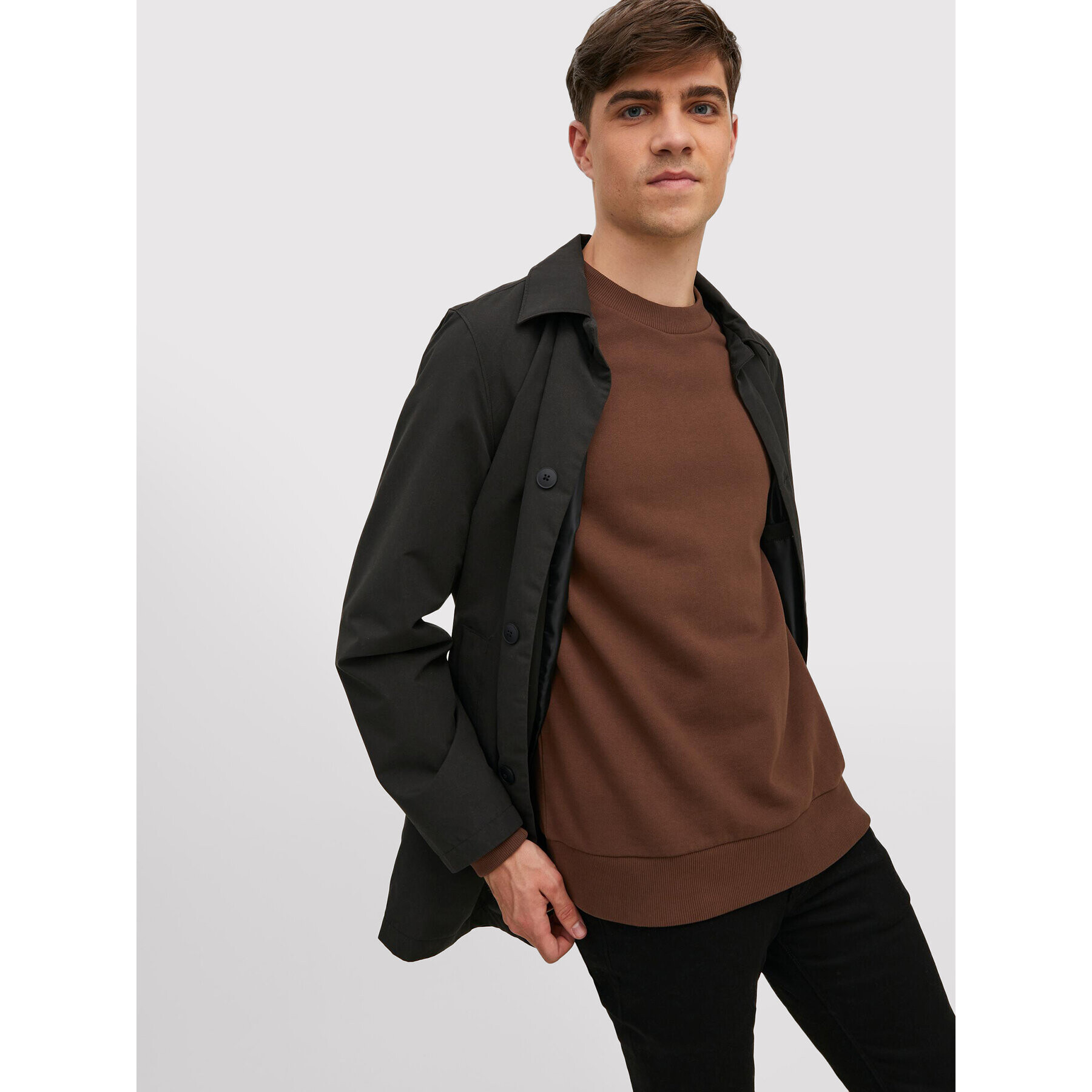 Jack&Jones PREMIUM Mikina Blakam 12206439 Hnědá Oversize - Pepit.cz