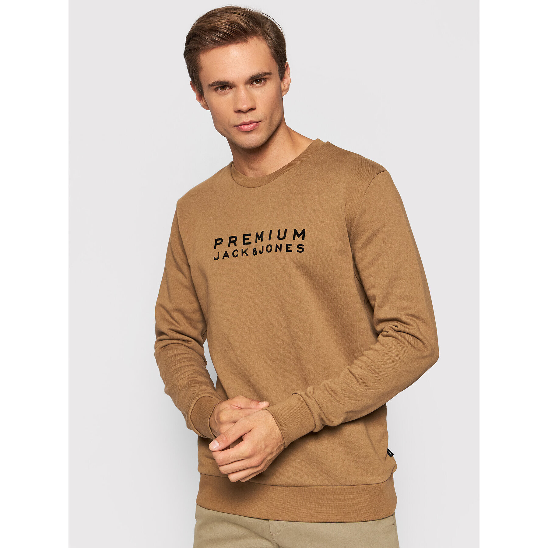 Jack&Jones PREMIUM Mikina Blalogo 12195086 Hnědá Regular Fit - Pepit.cz