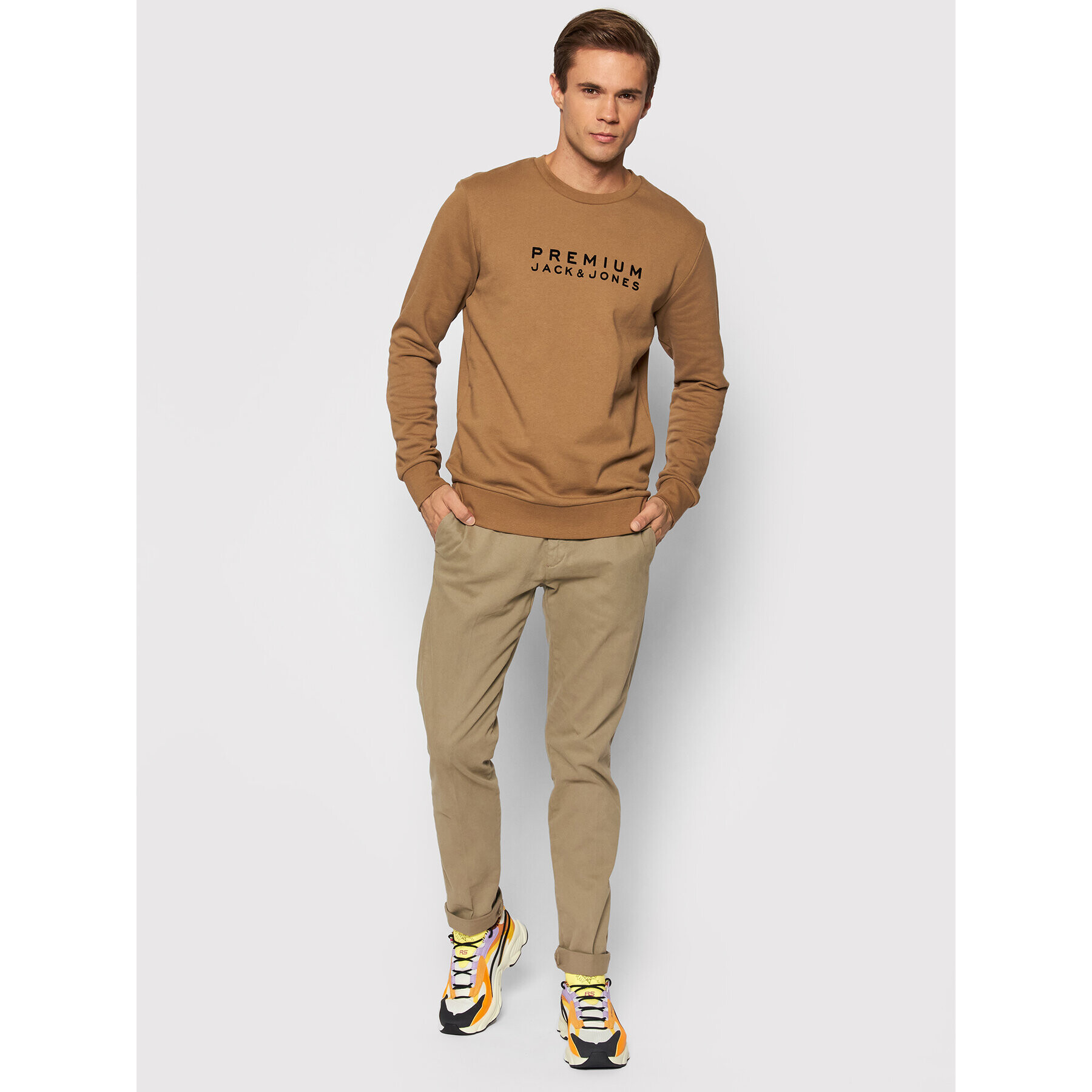 Jack&Jones PREMIUM Mikina Blalogo 12195086 Hnědá Regular Fit - Pepit.cz