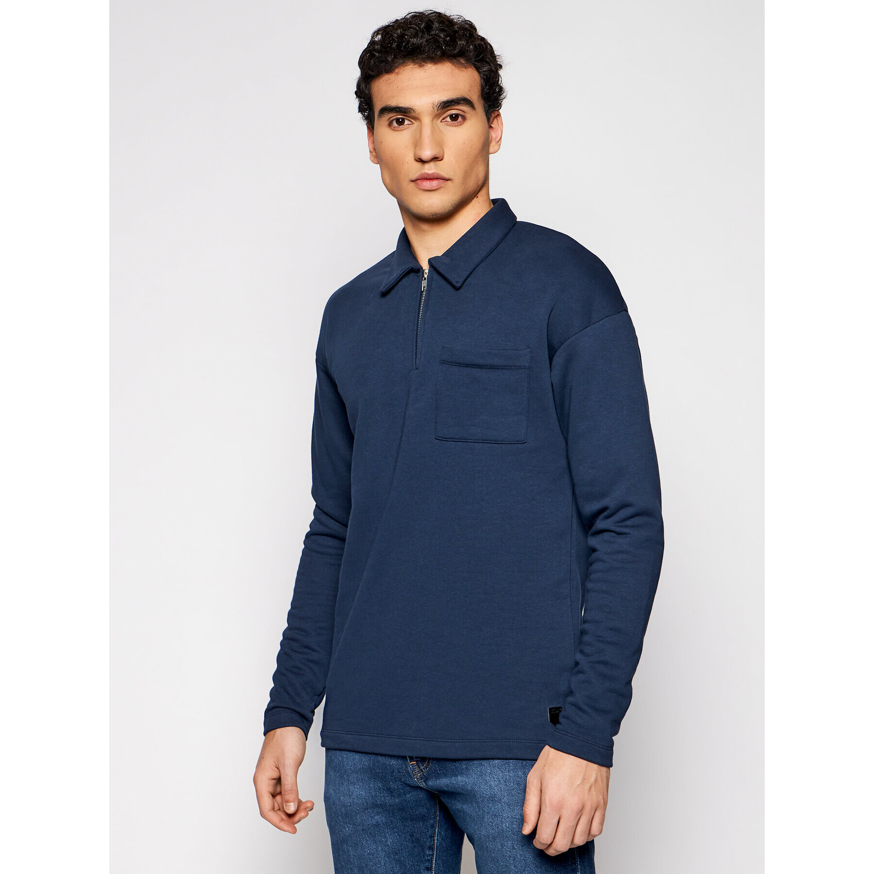 Jack&Jones PREMIUM Mikina Blazio 12190521 Tmavomodrá Relaxed Fit - Pepit.cz