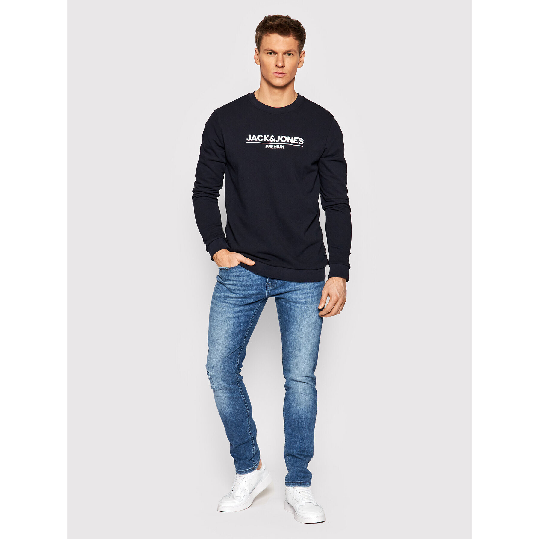 Jack&Jones PREMIUM Mikina Branding 12205732 Tmavomodrá Regular Fit - Pepit.cz