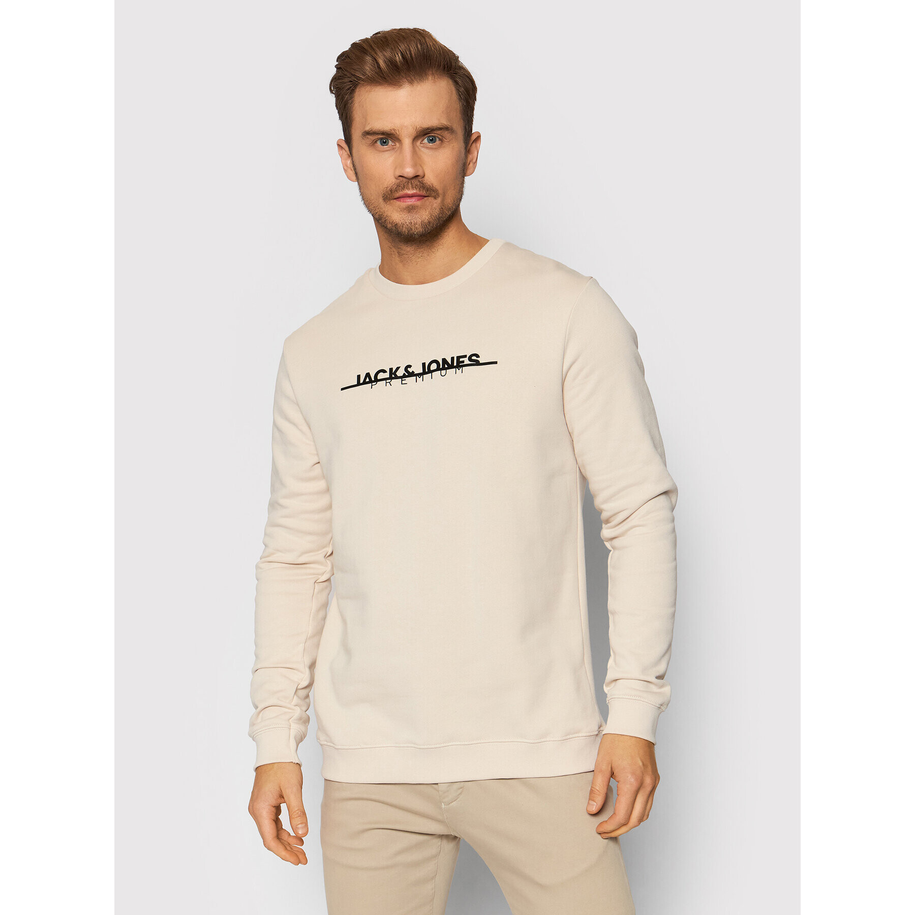 Jack&Jones PREMIUM Mikina Logo 12197602 Béžová Regular Fit - Pepit.cz