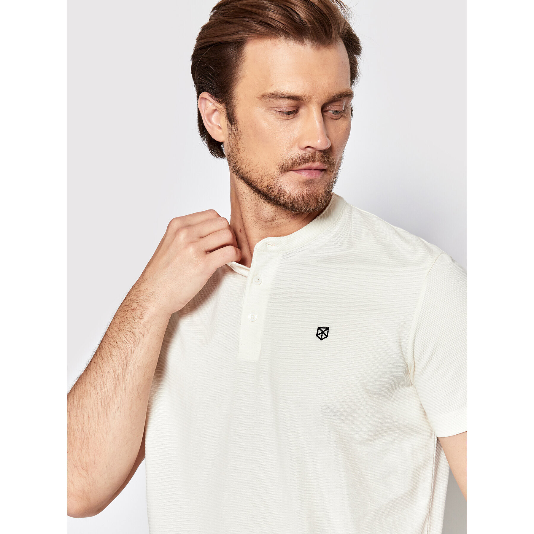 Jack&Jones PREMIUM Polokošile Structure 12213323 Bílá Regular Fit - Pepit.cz