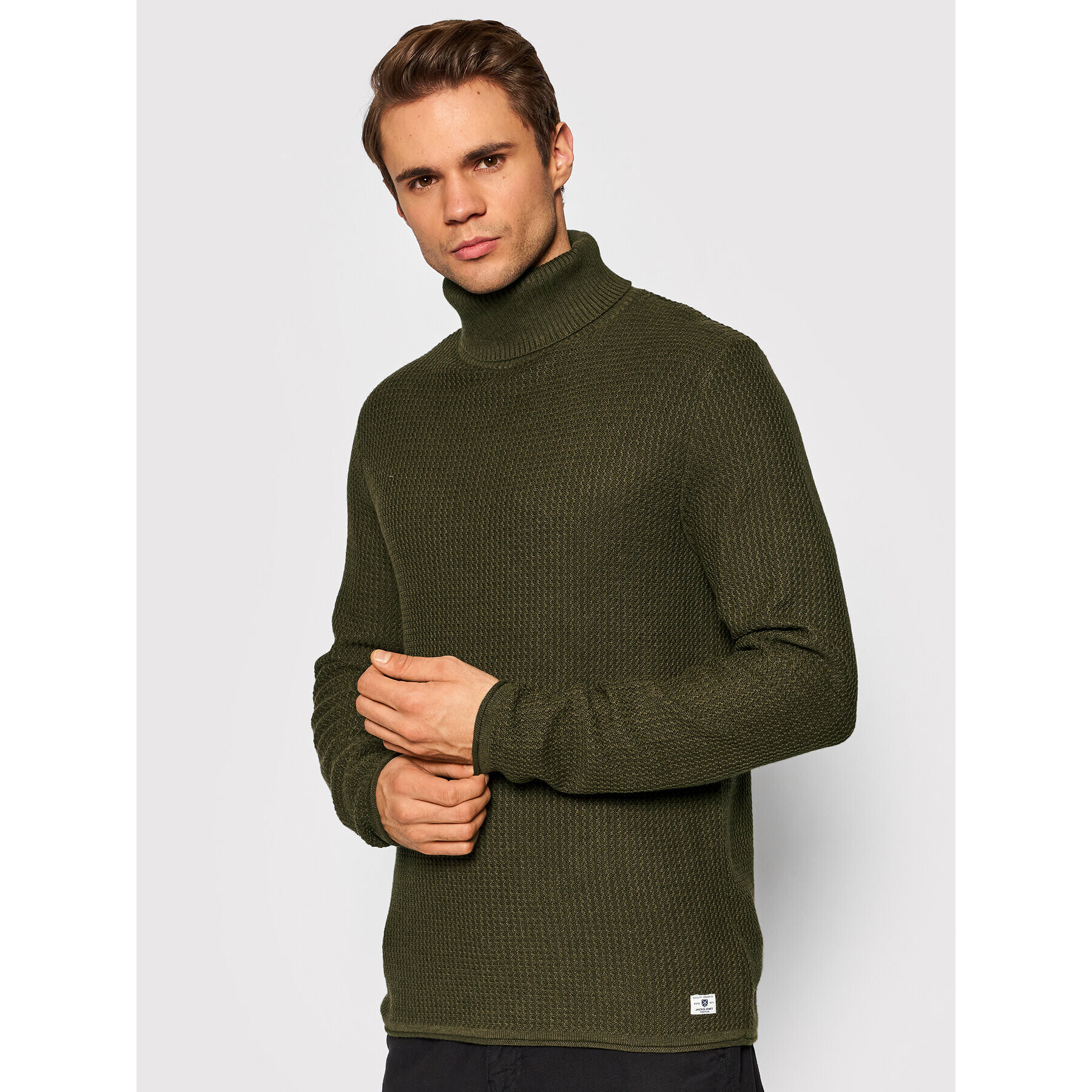 Jack&Jones PREMIUM Rolák Blucarlons Knit 12199940 Zelená Slim Fit - Pepit.cz