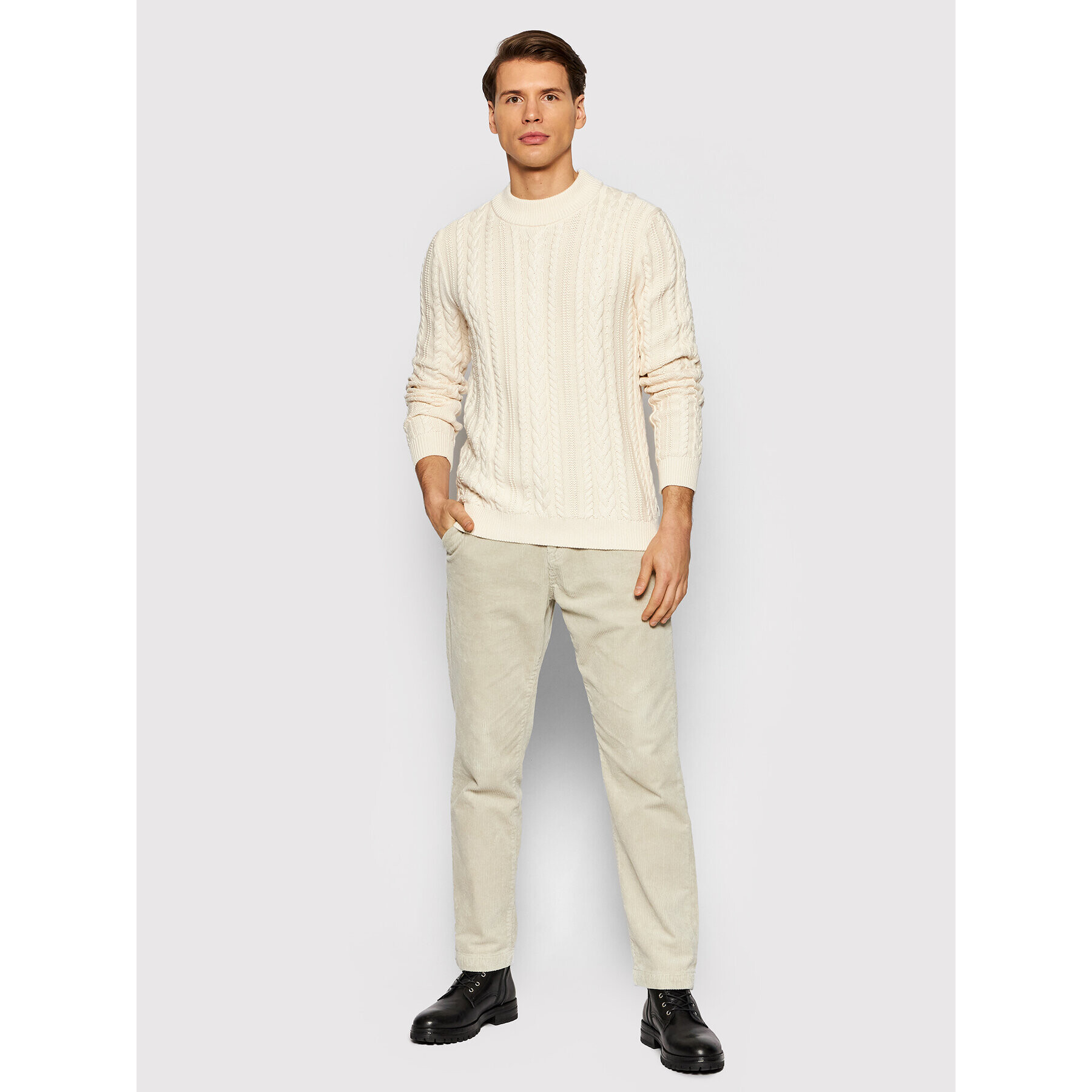 Jack&Jones PREMIUM Svetr Albert 12192509 Bílá Standard Fit - Pepit.cz