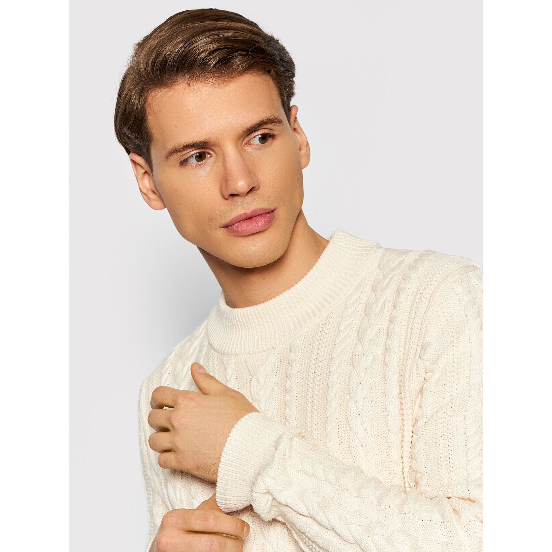 Jack&Jones PREMIUM Svetr Albert 12192509 Bílá Standard Fit - Pepit.cz