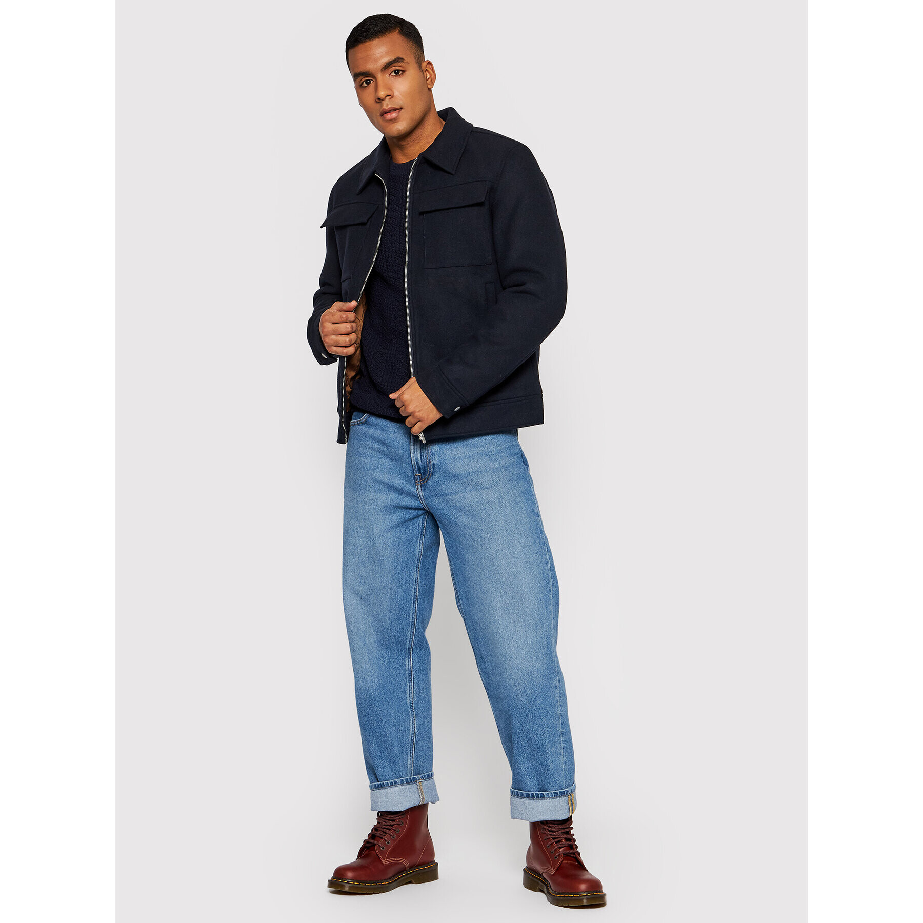 Jack&Jones PREMIUM Svetr Blavalle 12197595 Tmavomodrá Regular Fit - Pepit.cz